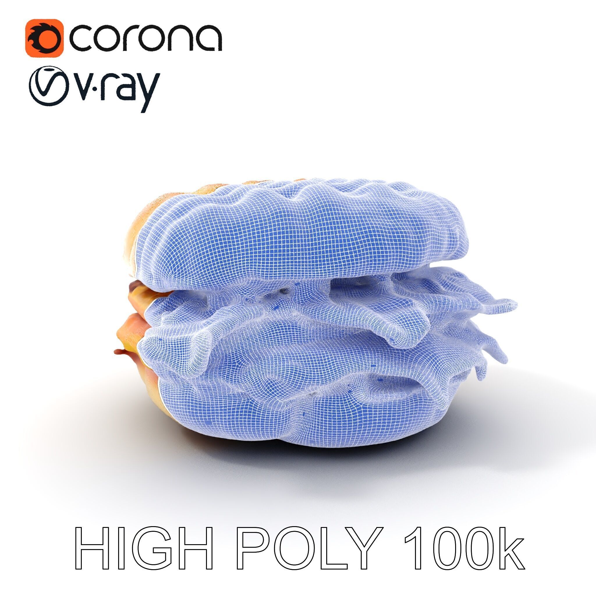 Breakfast Sandwich Model Pack with Bacon Egg and Cheese Low-poly 3D model_4