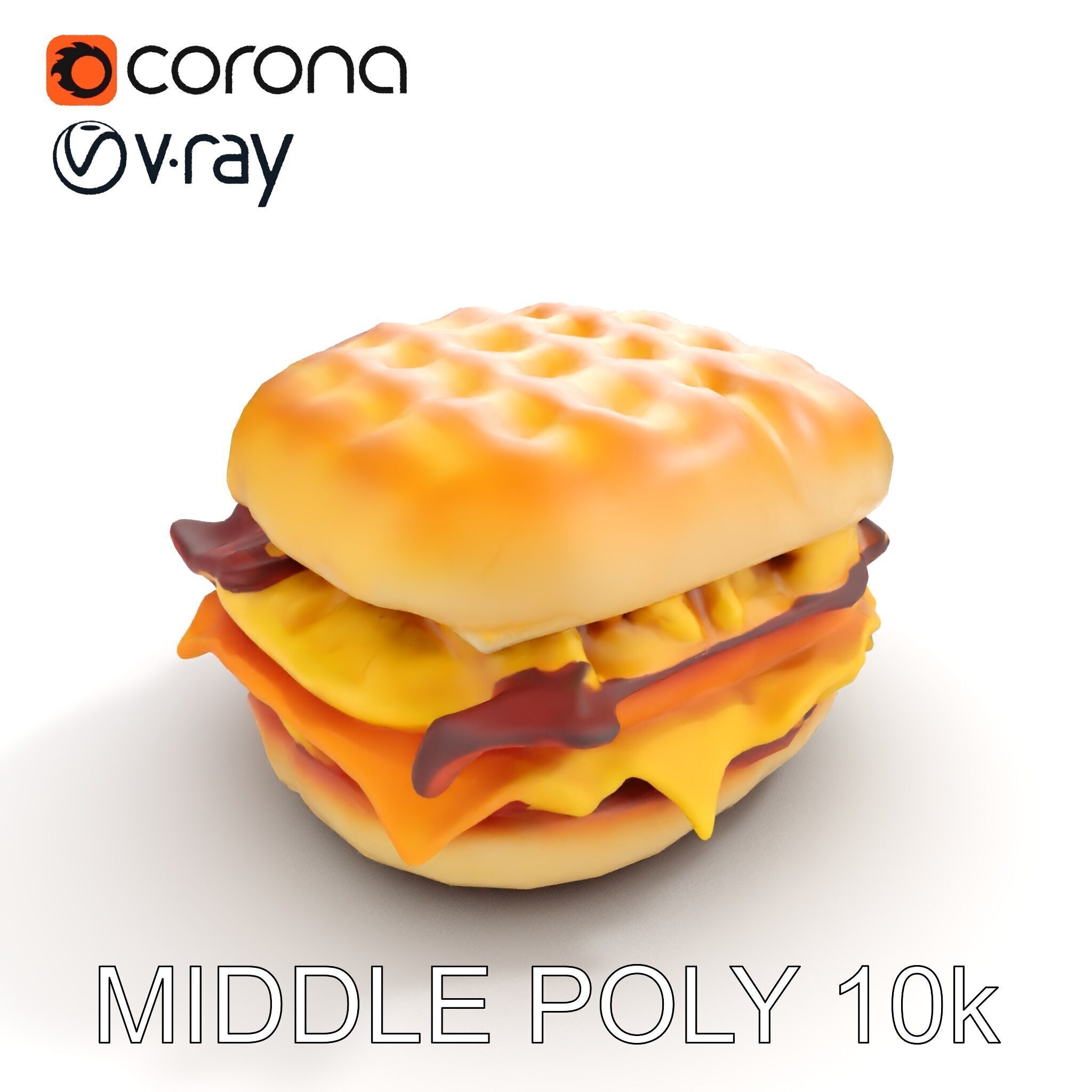 Breakfast Sandwich Model Pack with Bacon Egg and Cheese Low-poly 3D model_6