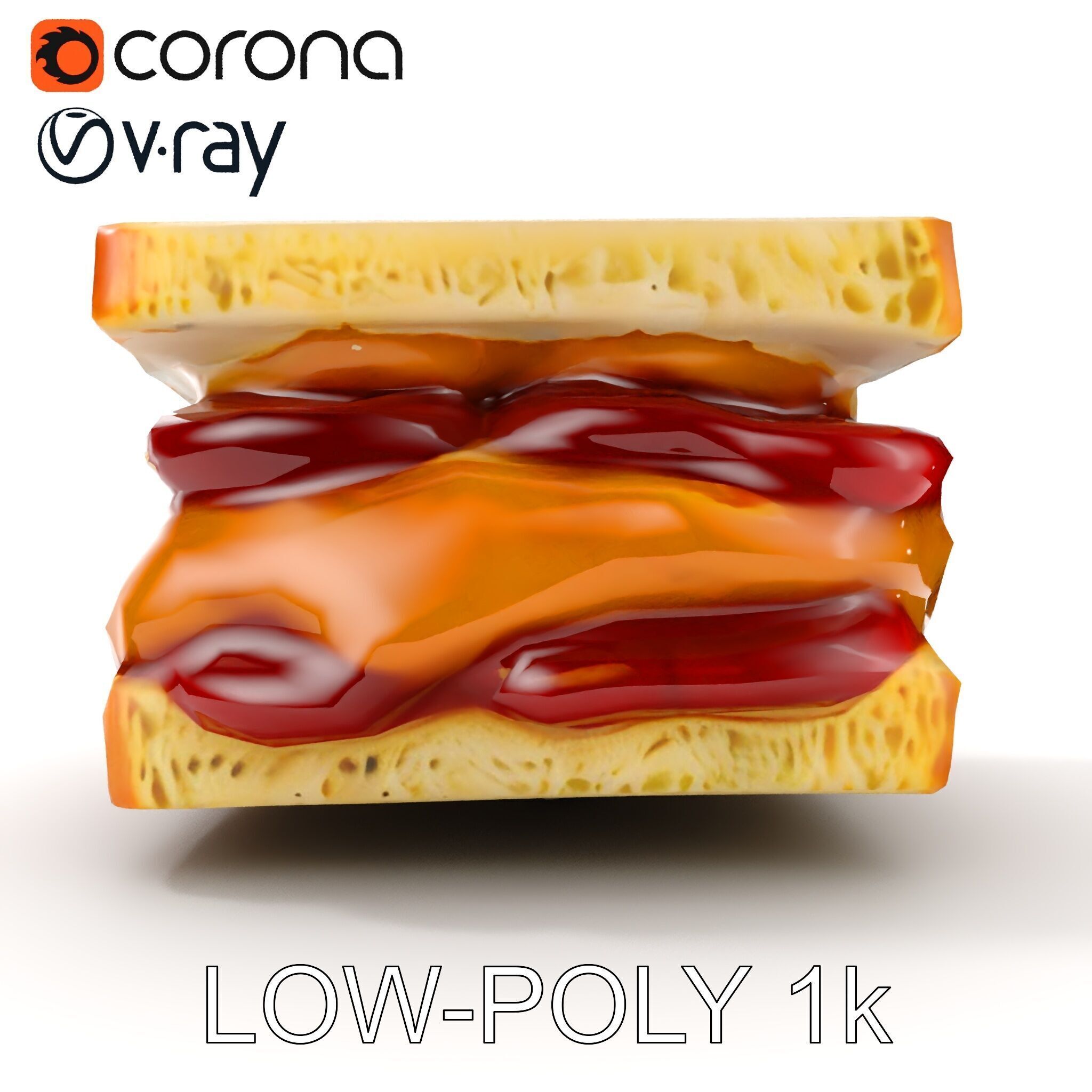Peanut Butter Jelly Sandwich D Model Pack Low-poly 3D model_12