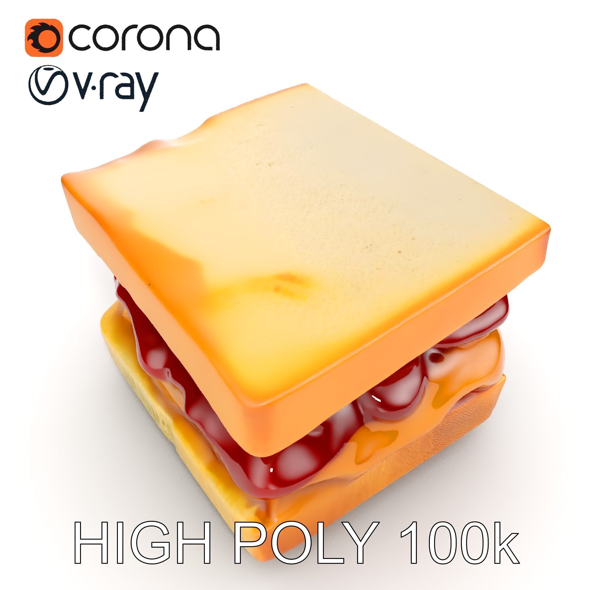 Peanut Butter Jelly Sandwich D Model Pack Low-poly 3D model_10