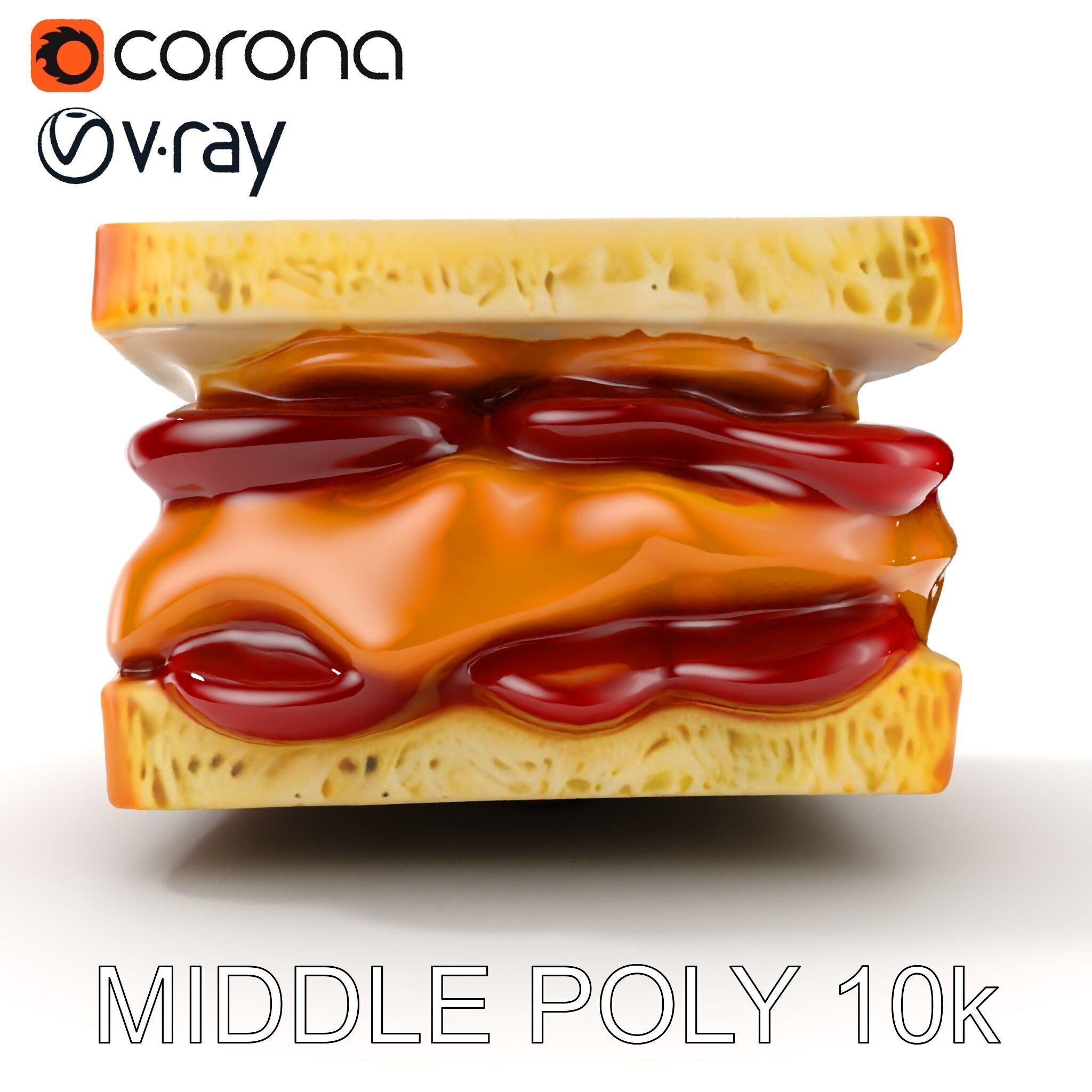 Peanut Butter Jelly Sandwich D Model Pack Low-poly 3D model_28