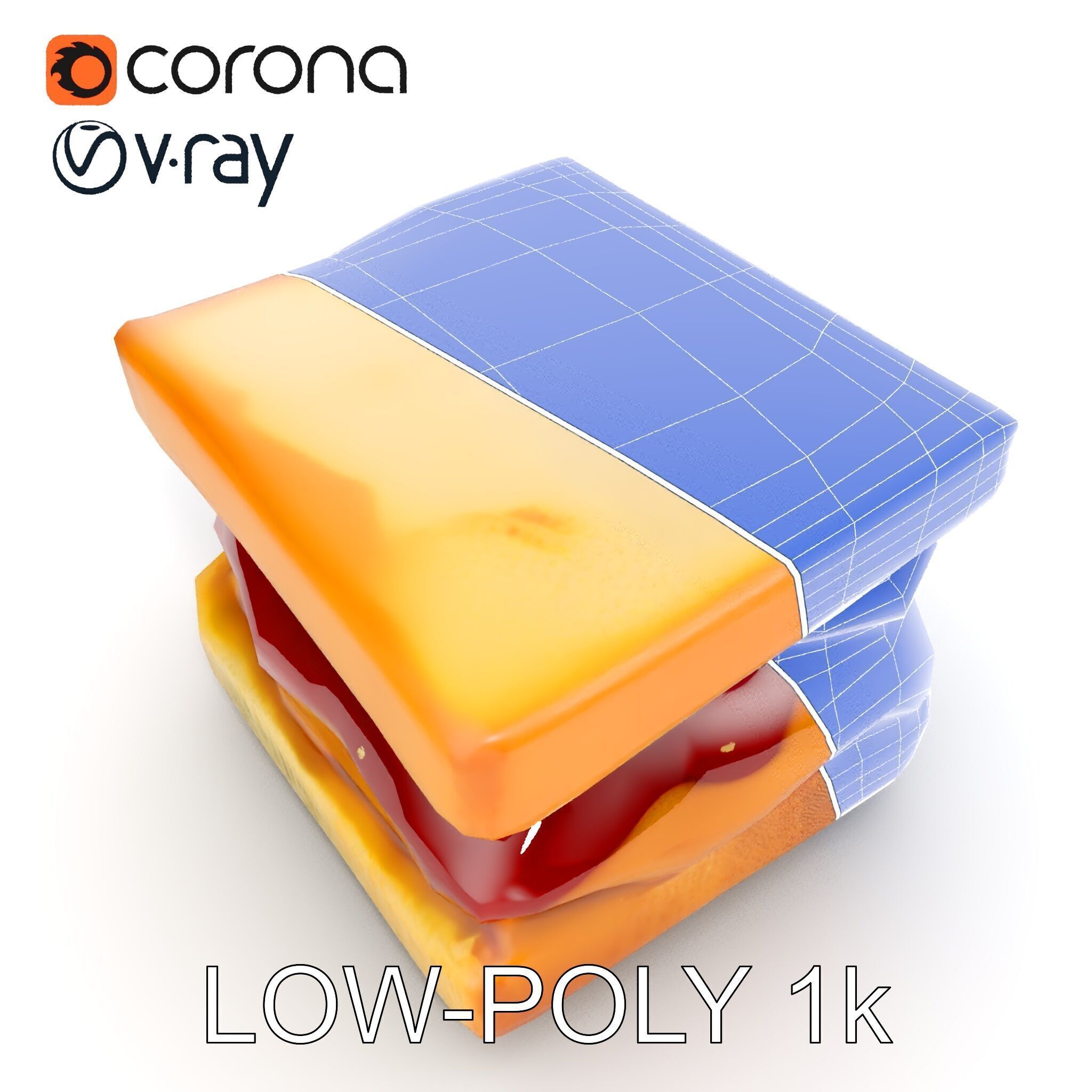 Peanut Butter Jelly Sandwich D Model Pack Low-poly 3D model_15
