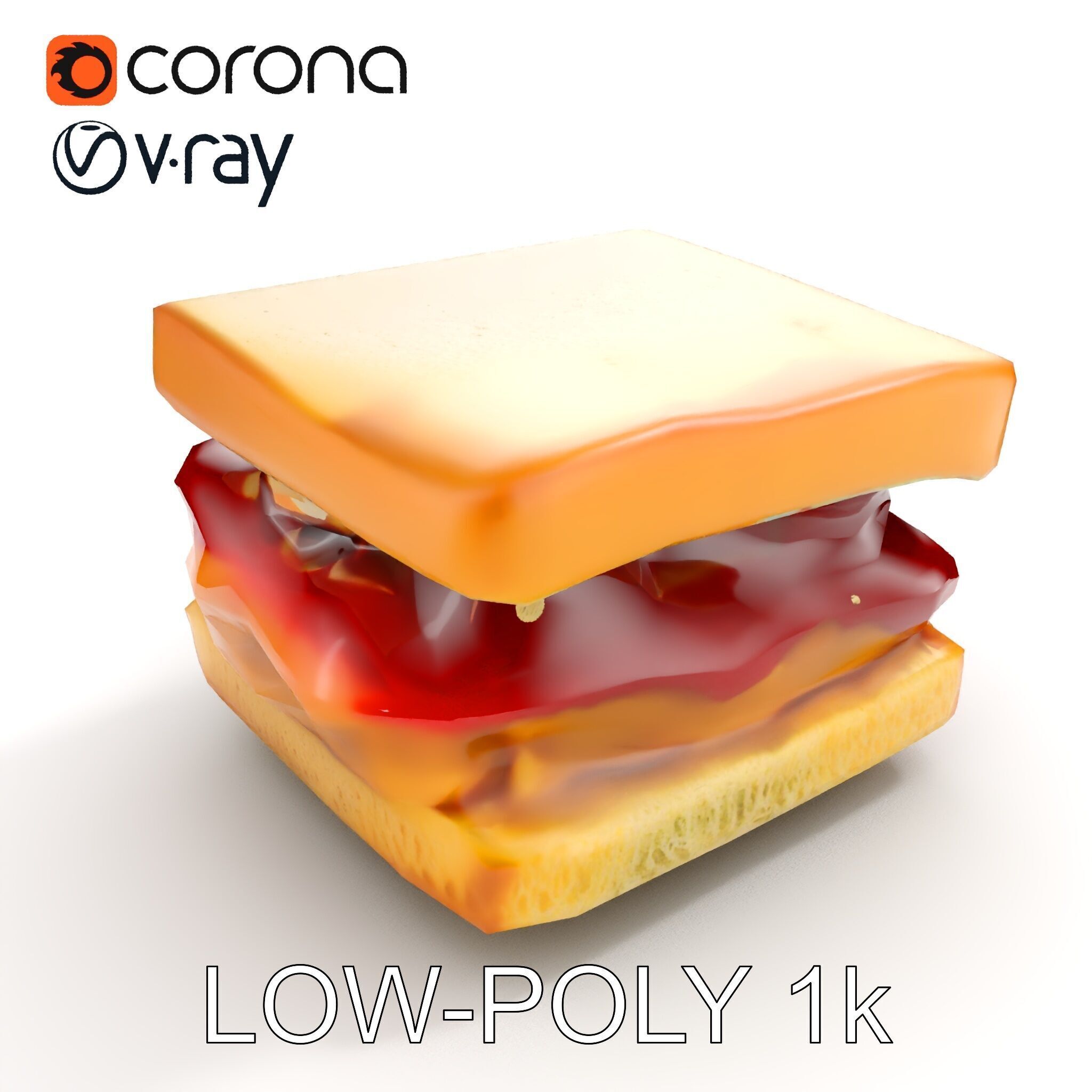 Peanut Butter Jelly Sandwich D Model Pack Low-poly 3D model_7