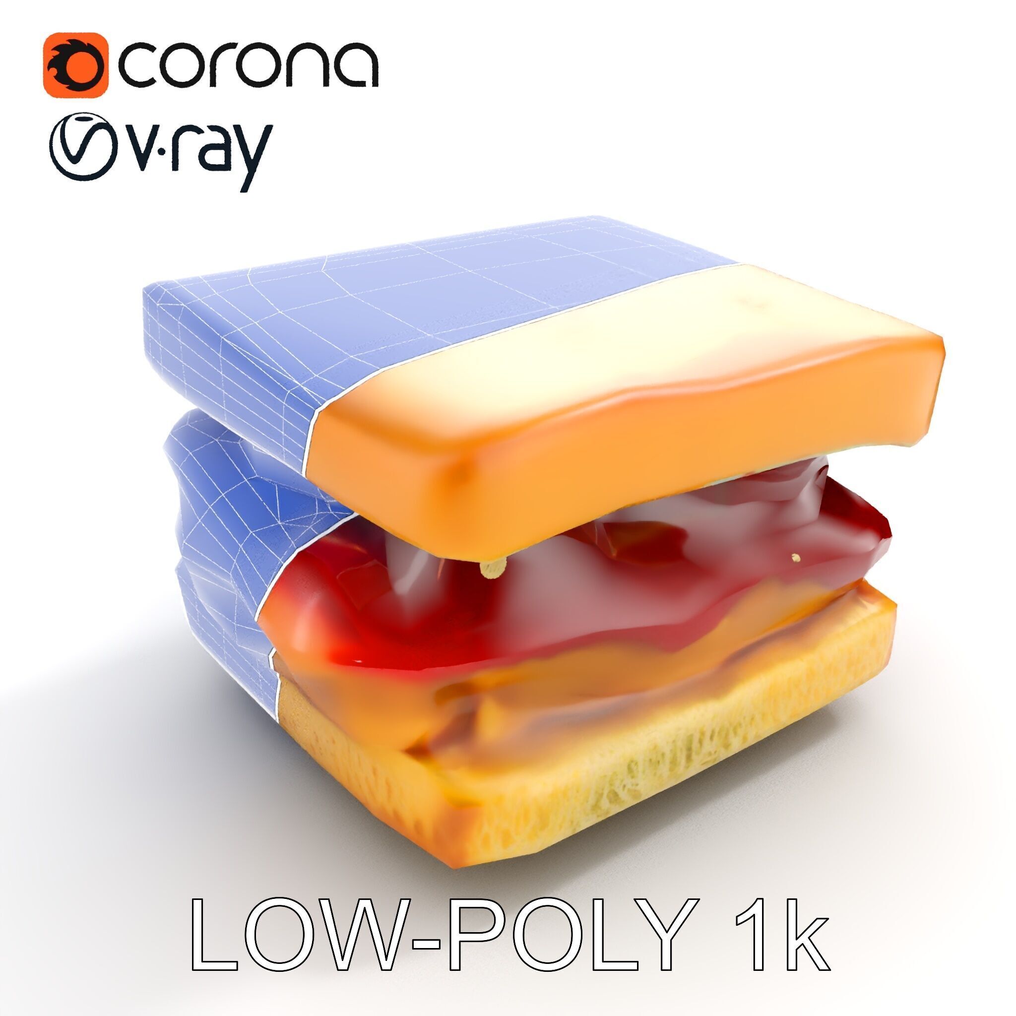 Peanut Butter Jelly Sandwich D Model Pack Low-poly 3D model_26