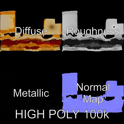 Peanut Butter Jelly Sandwich D Model Pack Low-poly 3D model 3