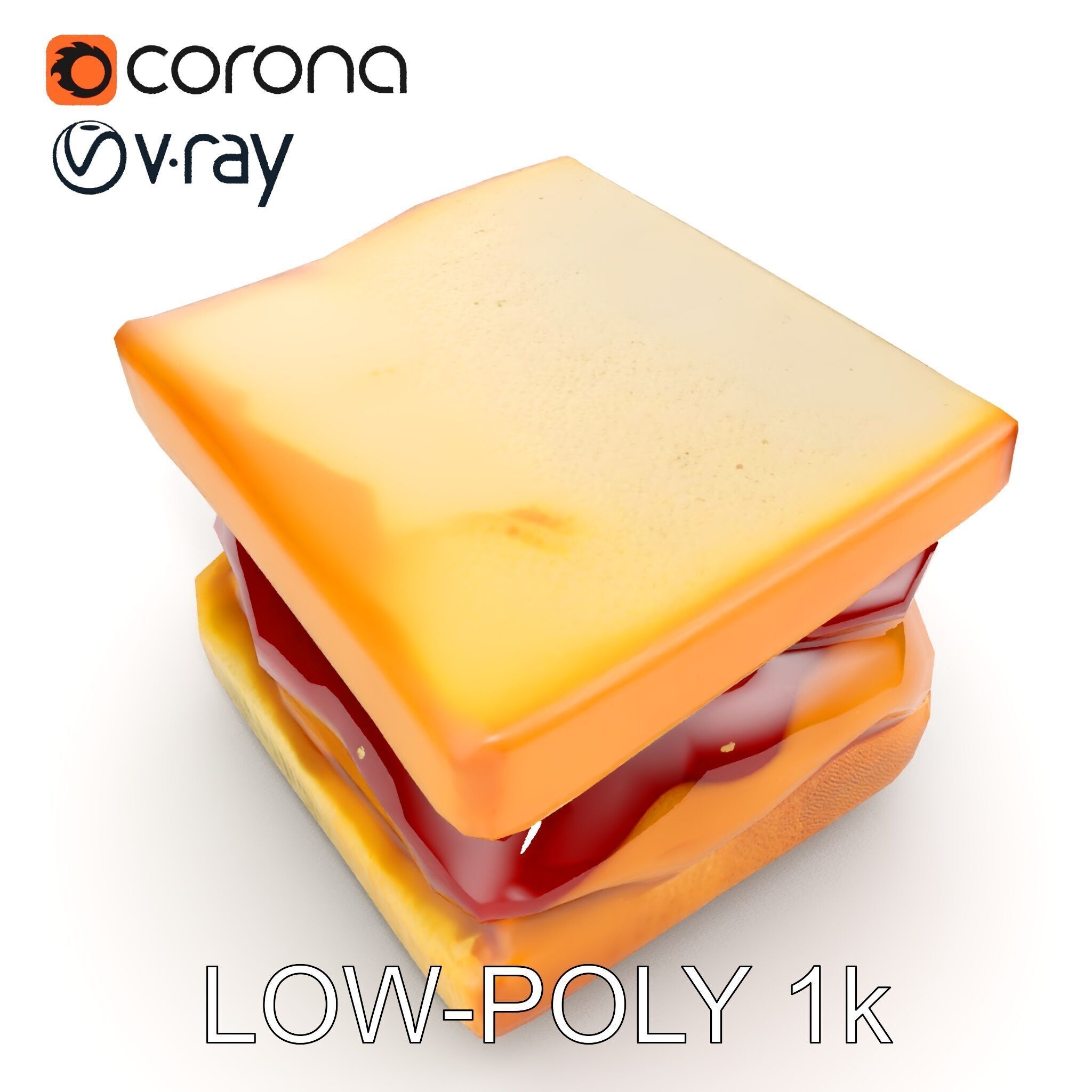 Peanut Butter Jelly Sandwich D Model Pack Low-poly 3D model_18