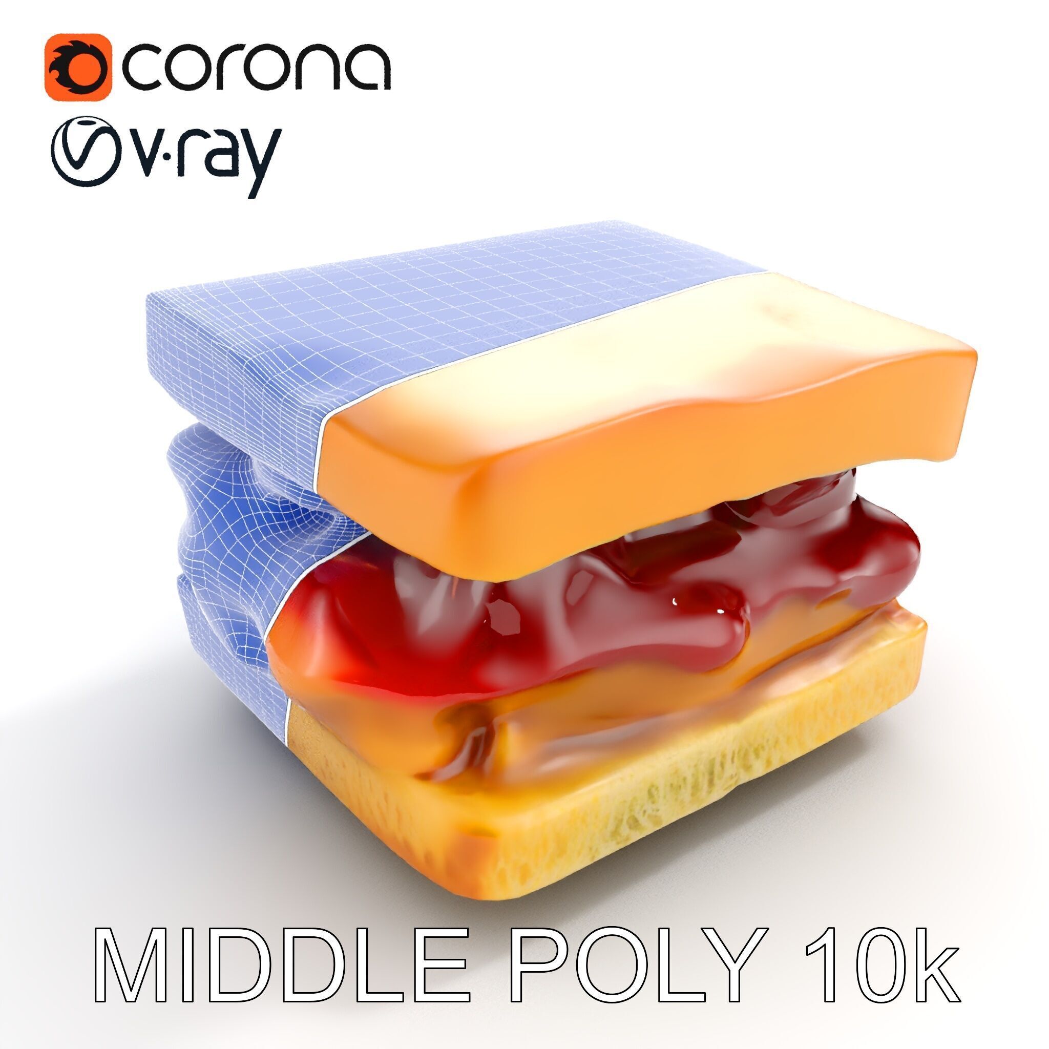 Peanut Butter Jelly Sandwich D Model Pack Low-poly 3D model_14