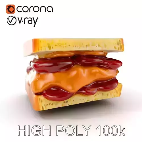 Peanut Butter Jelly Sandwich D Model Pack Low-poly 3D model