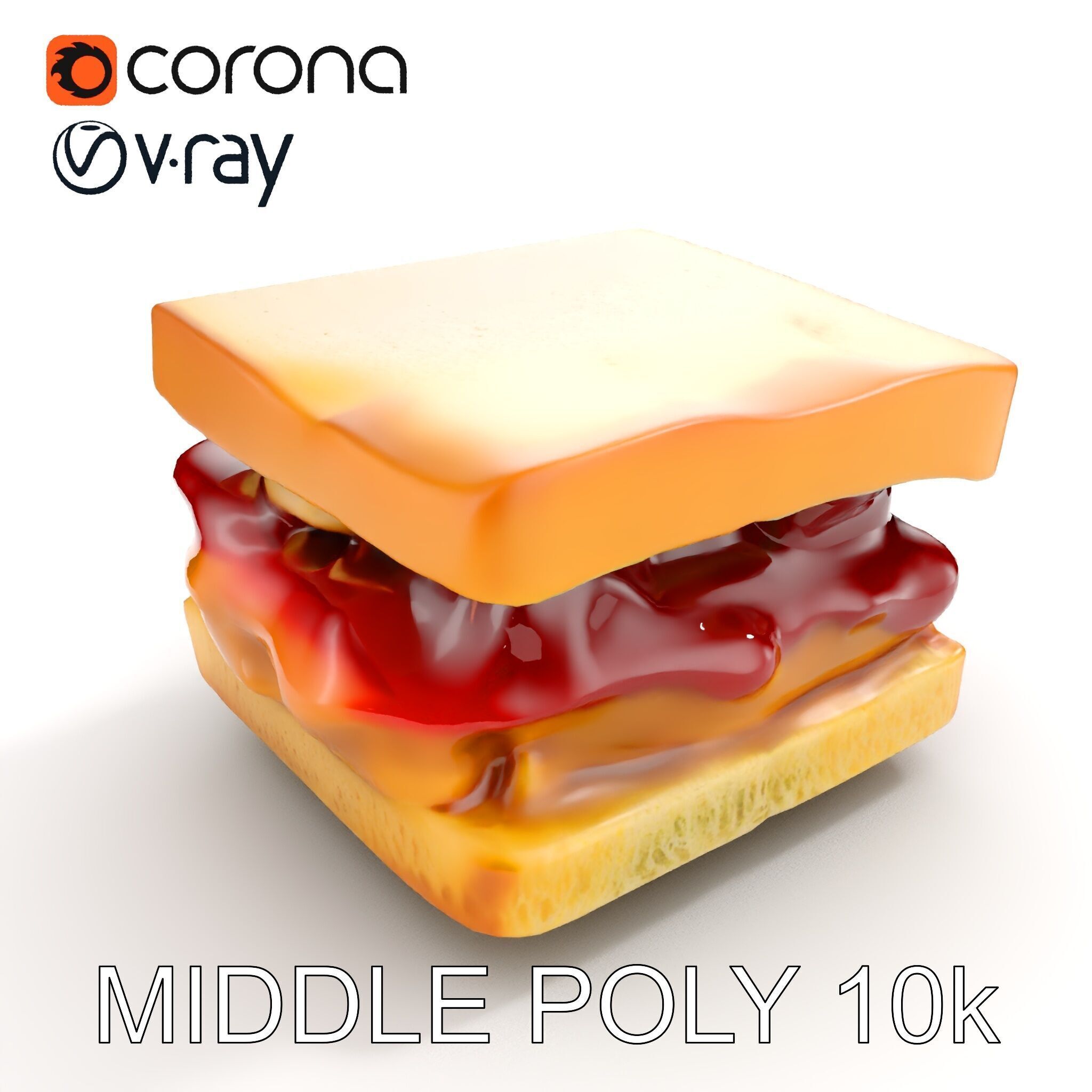 Peanut Butter Jelly Sandwich D Model Pack Low-poly 3D model_25