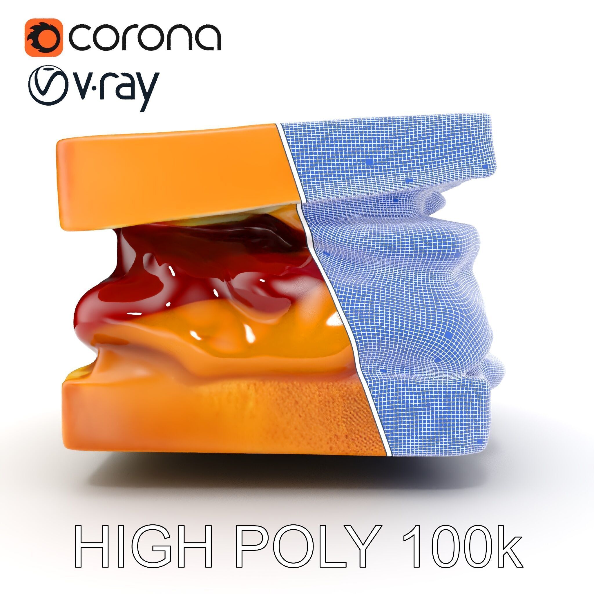 Peanut Butter Jelly Sandwich D Model Pack Low-poly 3D model_27