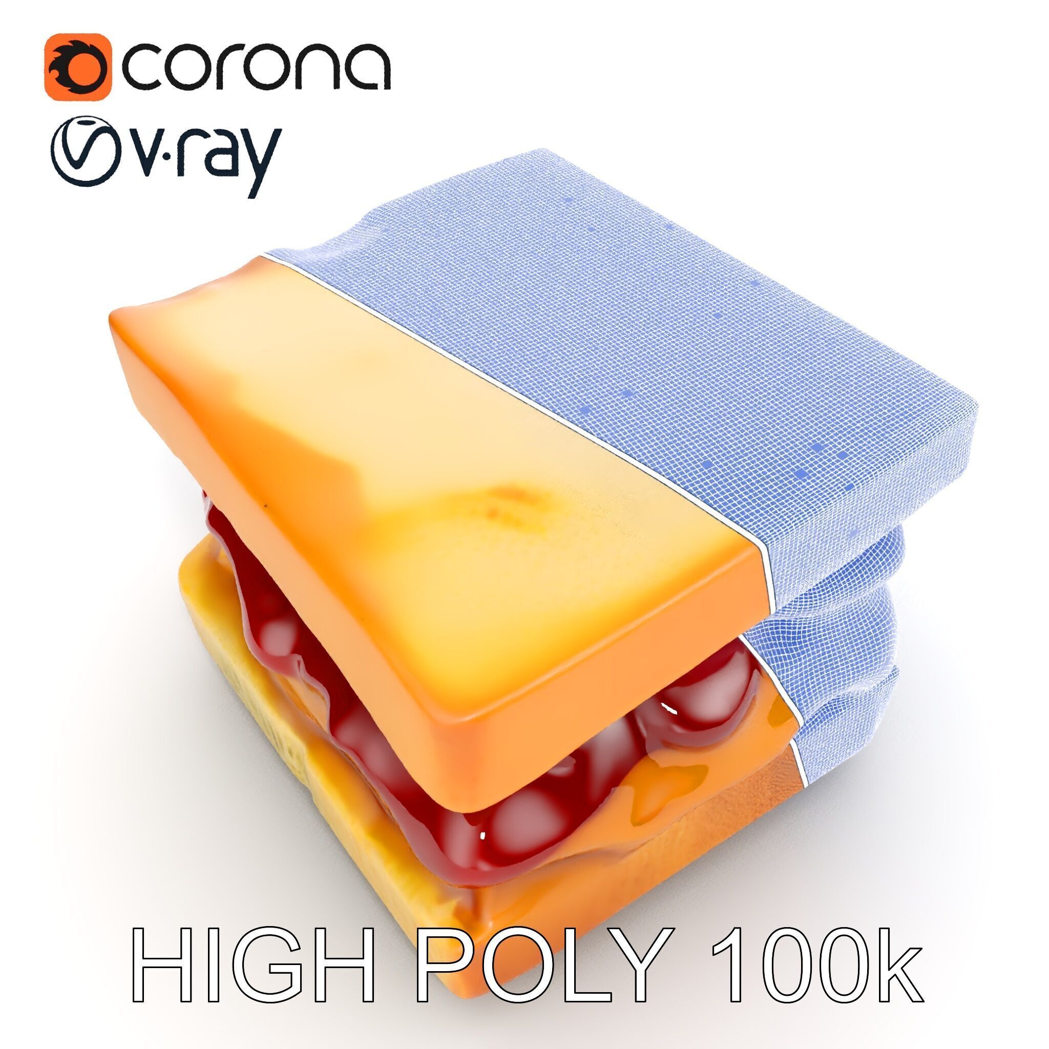 Peanut Butter Jelly Sandwich D Model Pack Low-poly 3D model_21