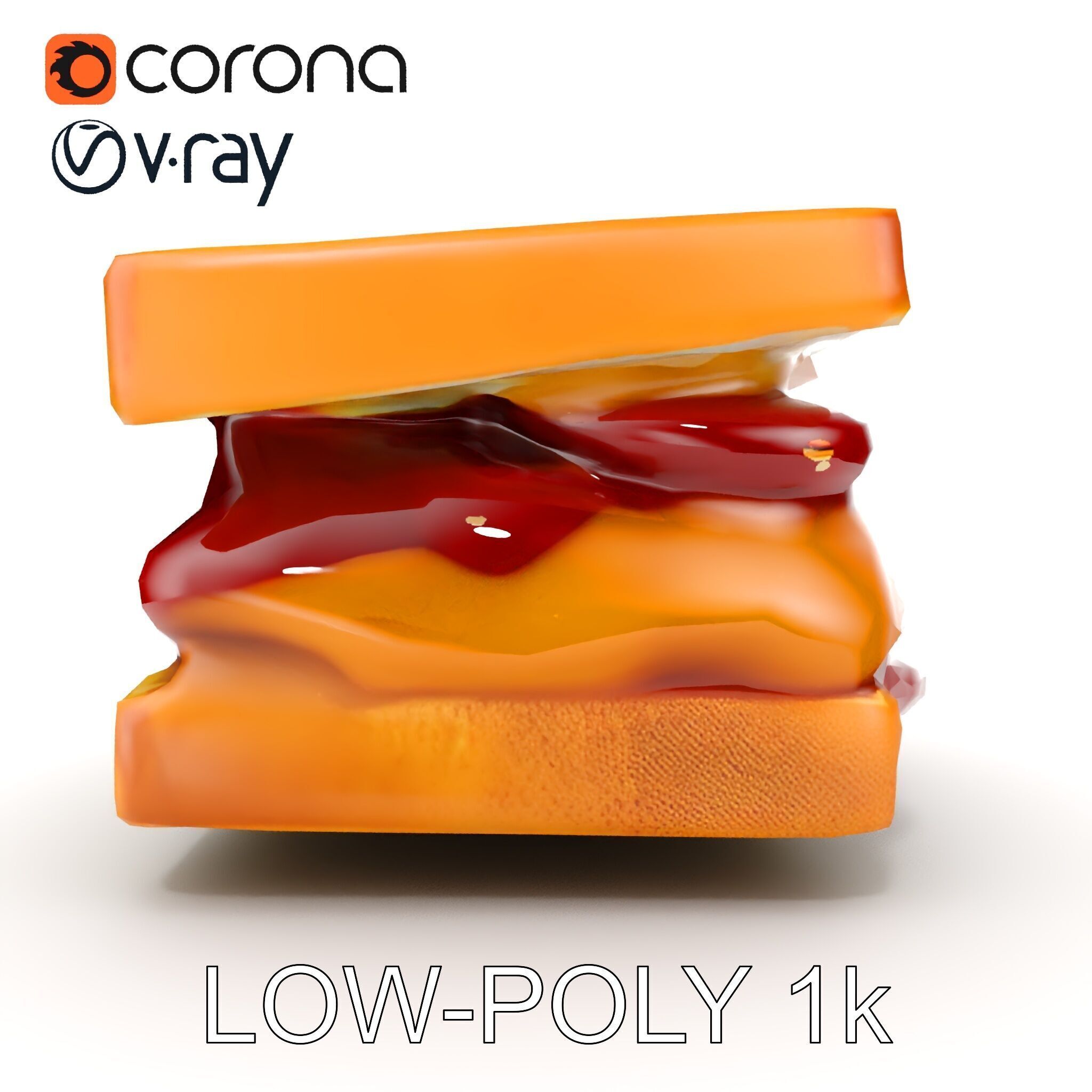 Peanut Butter Jelly Sandwich D Model Pack Low-poly 3D model_23