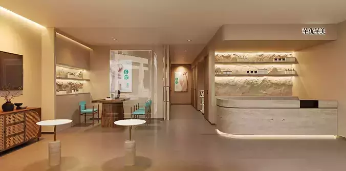 Modern Wellness Reception and Spa Lobby Interior 369 3D model