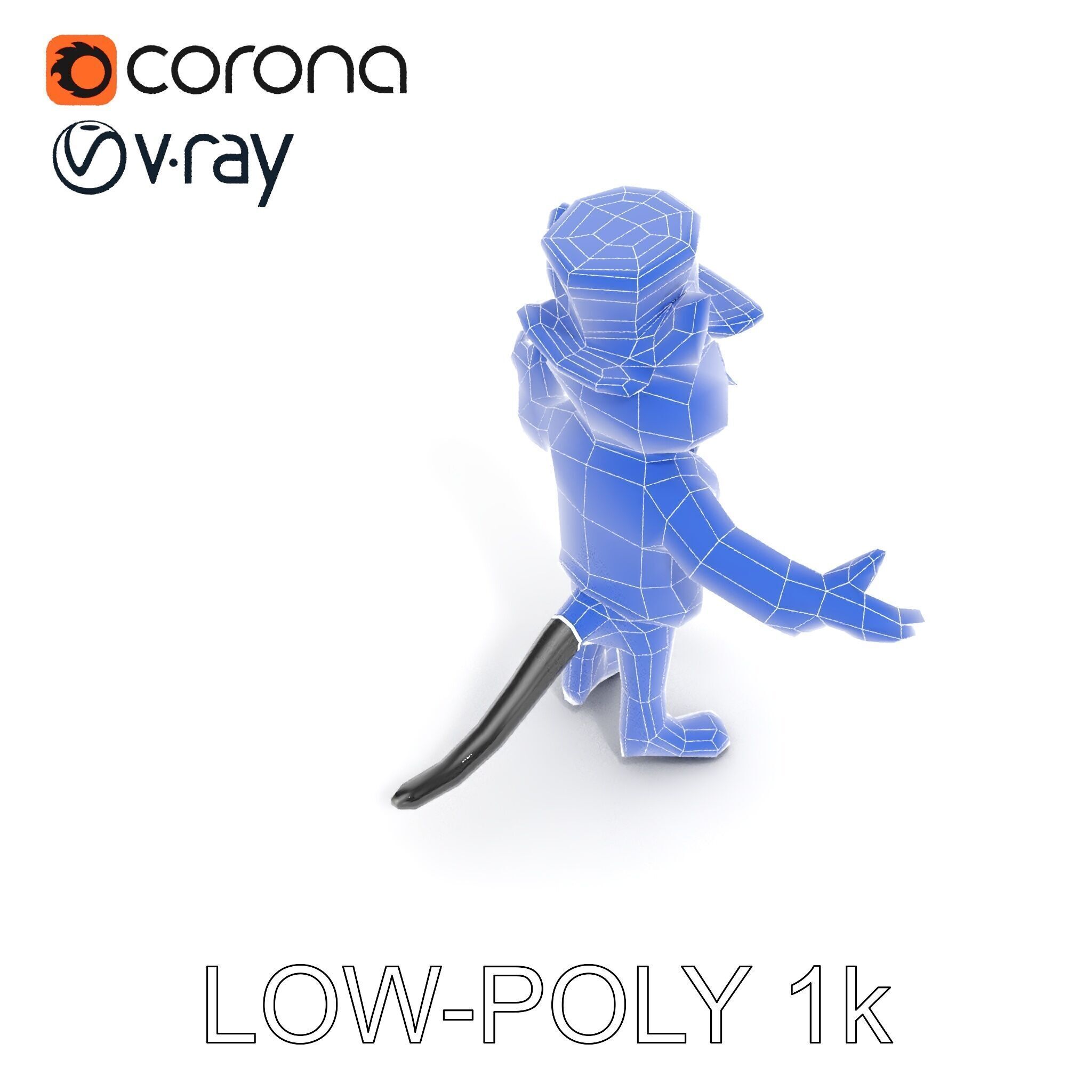 Top Hat Tuxedo Cat Character Model  Rigged and Animated Low-poly 3D model_23