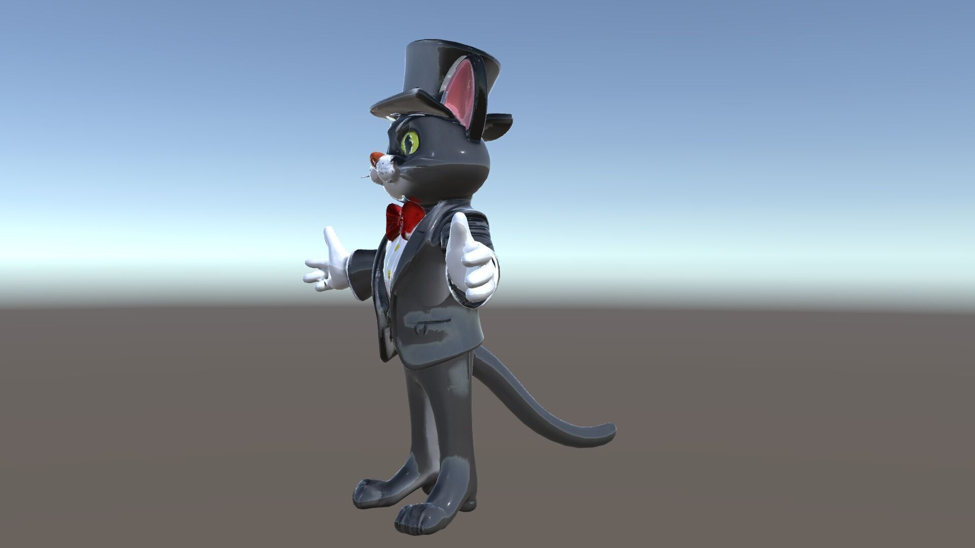Top Hat Tuxedo Cat Character Model  Rigged and Animated Low-poly 3D model_37