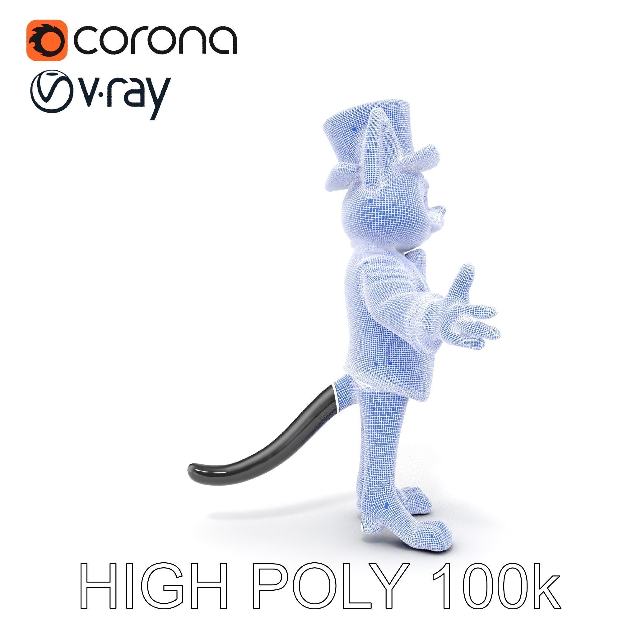 Top Hat Tuxedo Cat Character Model  Rigged and Animated Low-poly 3D model_35