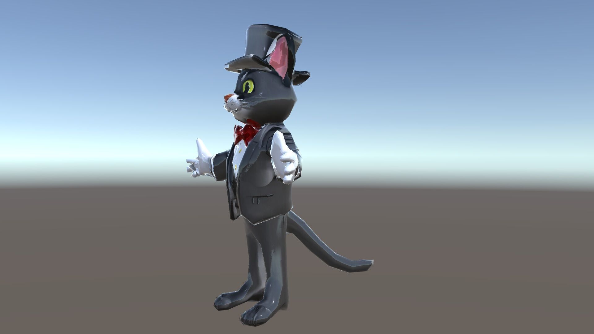 Top Hat Tuxedo Cat Character Model  Rigged and Animated Low-poly 3D model_34
