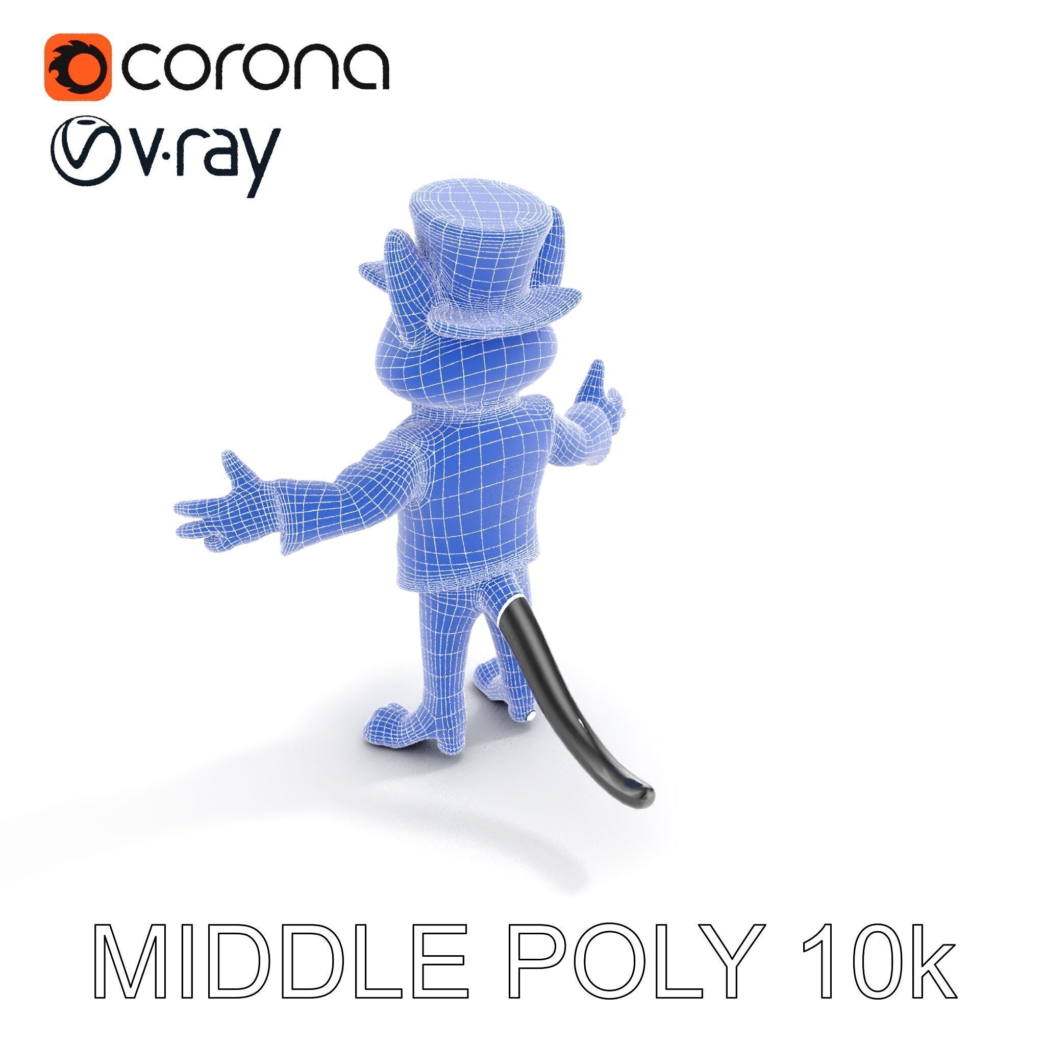 Top Hat Tuxedo Cat Character Model  Rigged and Animated Low-poly 3D model_24