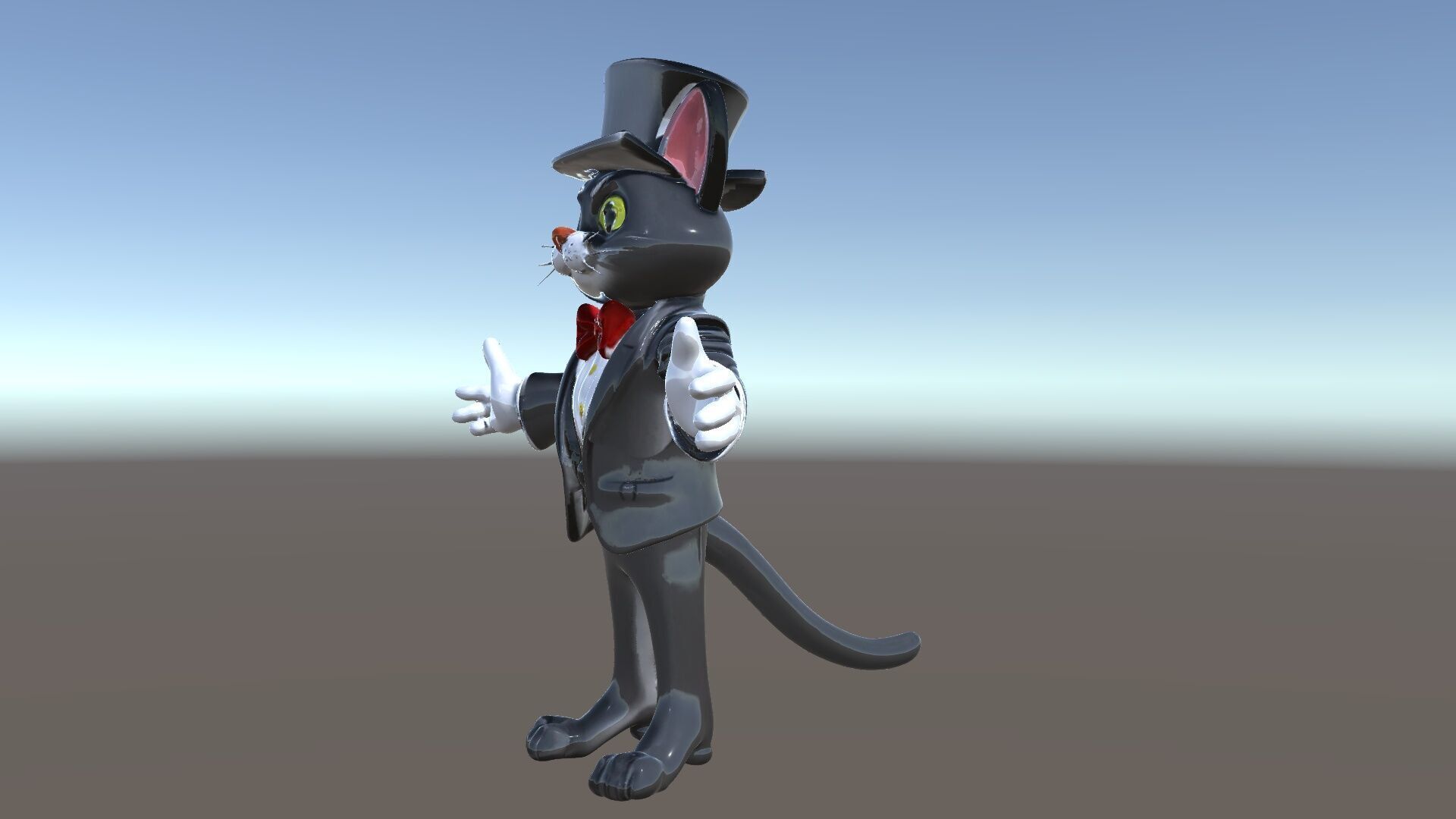 Top Hat Tuxedo Cat Character Model  Rigged and Animated Low-poly 3D model_5