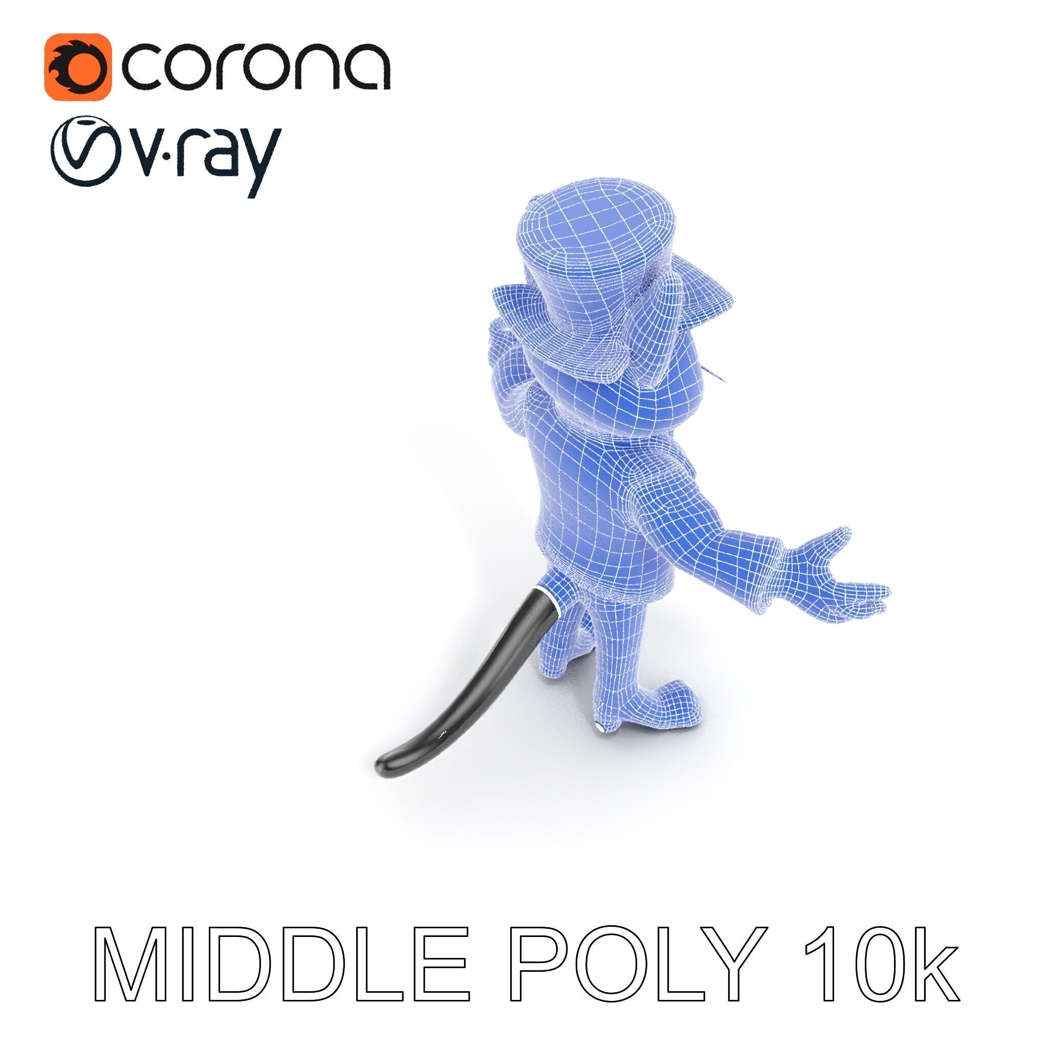 Top Hat Tuxedo Cat Character Model  Rigged and Animated Low-poly 3D model_36