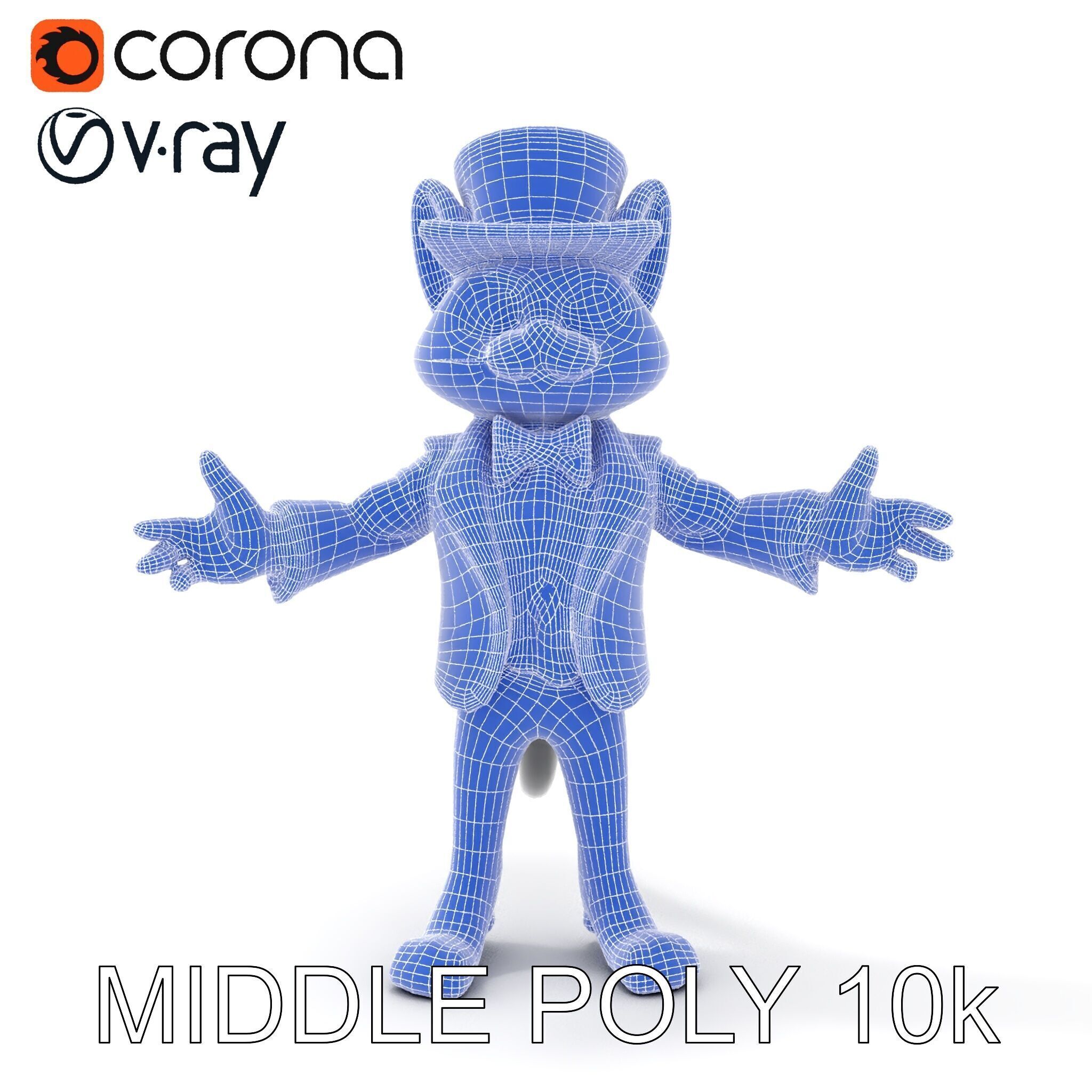 Top Hat Tuxedo Cat Character Model  Rigged and Animated Low-poly 3D model_30