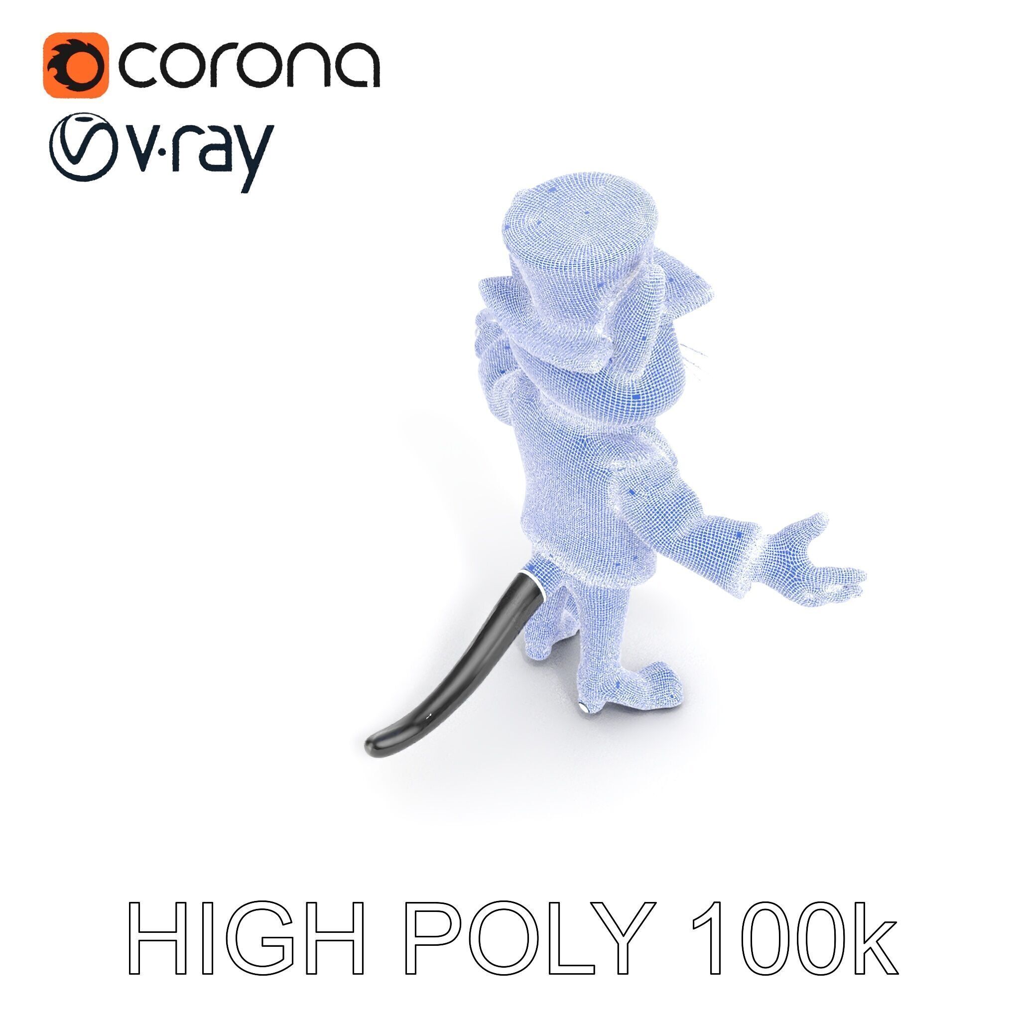 Top Hat Tuxedo Cat Character Model  Rigged and Animated Low-poly 3D model_21