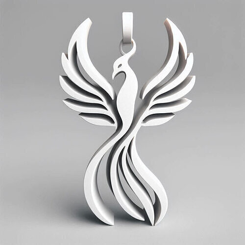 Phoenix Pendant   Minimal Flamebird Necklace 3D print model