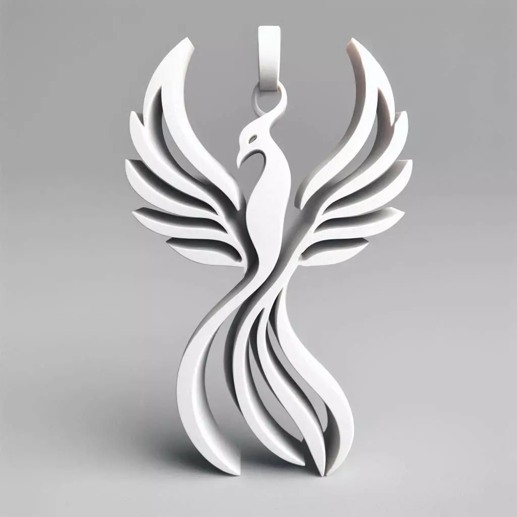 Phoenix Pendant Minimal Flamebird Necklace 3D print model_0