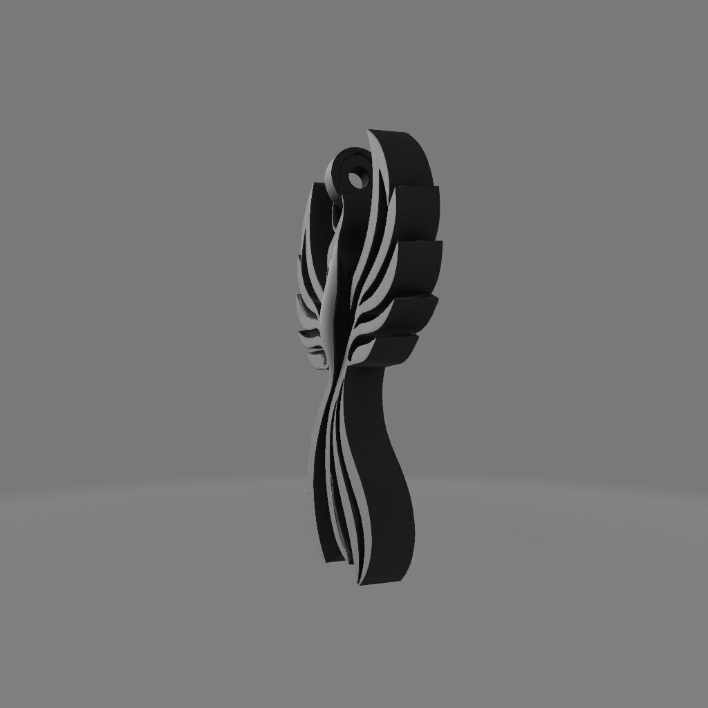Phoenix Pendant Minimal Flamebird Necklace 3D print model_3