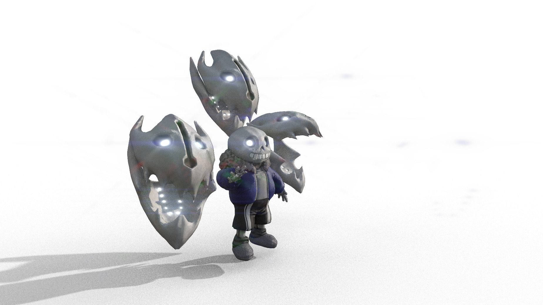 Sans01 Low-poly 3D model_1