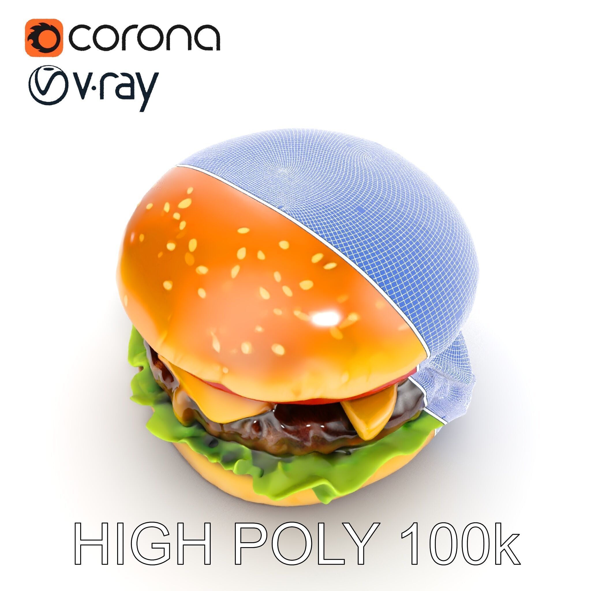 Deluxe Cheeseburger Model Pack for Rendering and Games Low-poly 3D model_29