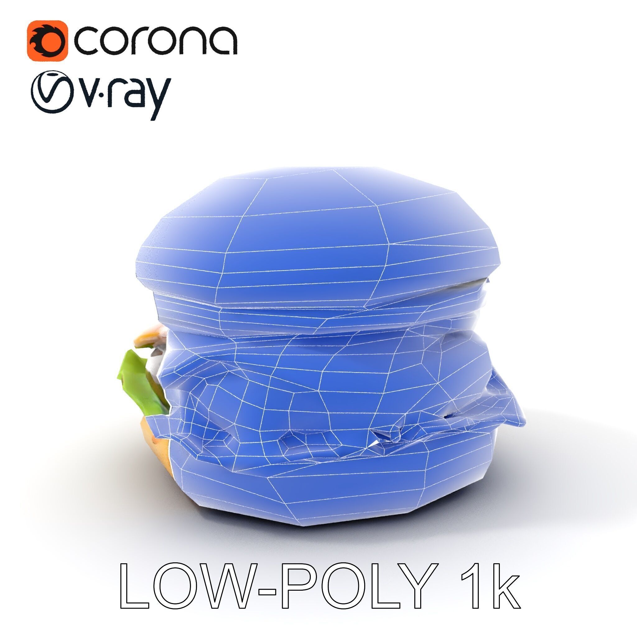 Deluxe Cheeseburger Model Pack for Rendering and Games Low-poly 3D model_26