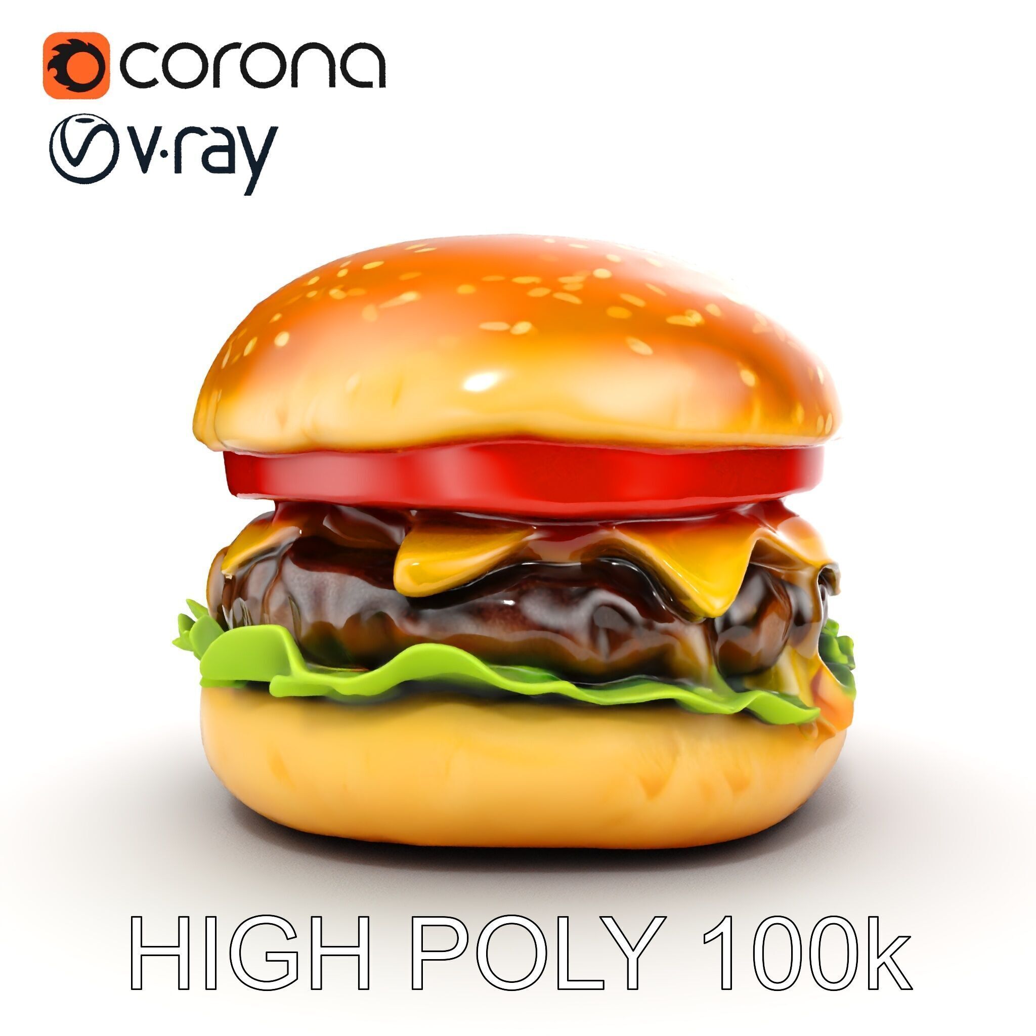 Deluxe Cheeseburger Model Pack for Rendering and Games Low-poly 3D model_18