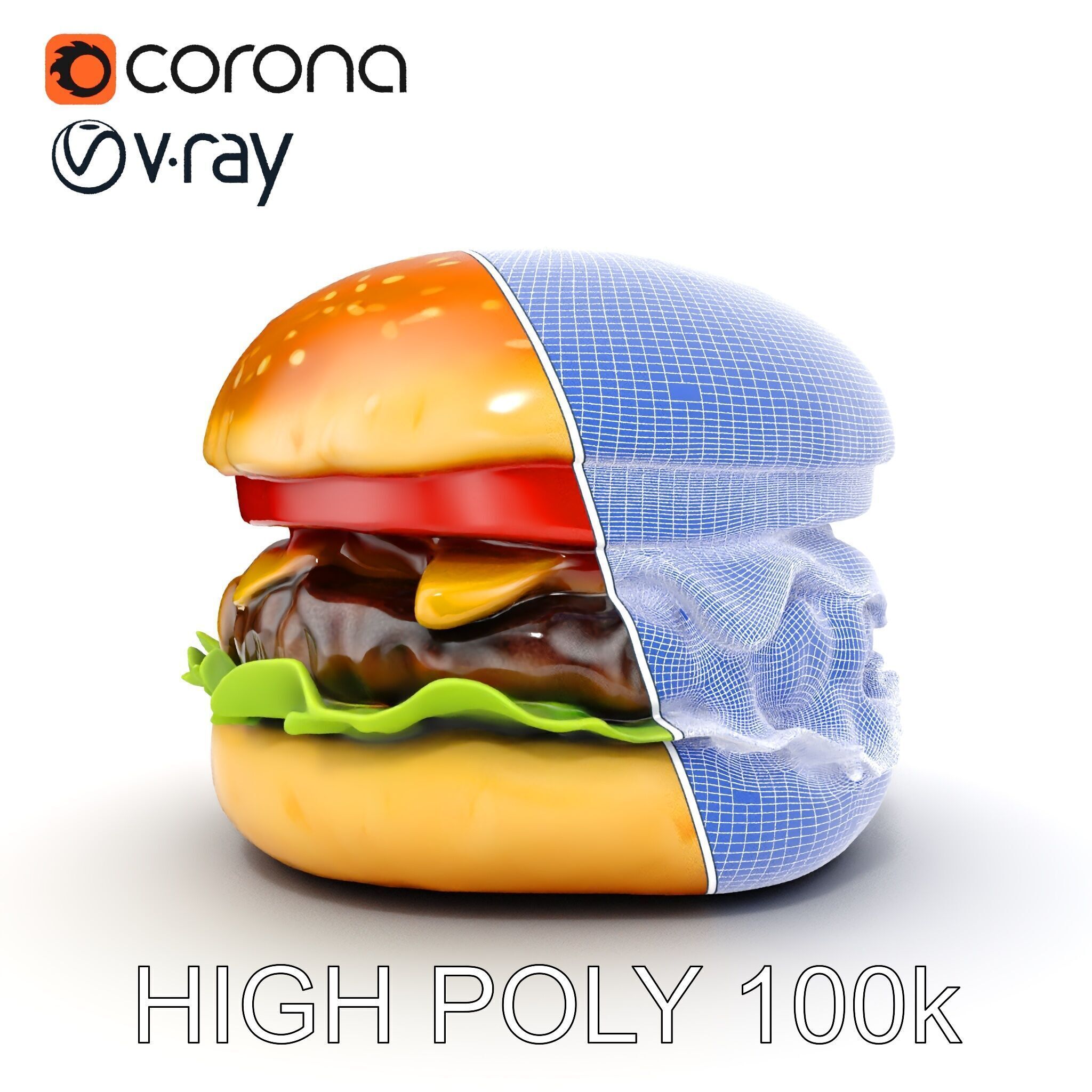 Deluxe Cheeseburger Model Pack for Rendering and Games Low-poly 3D model_35