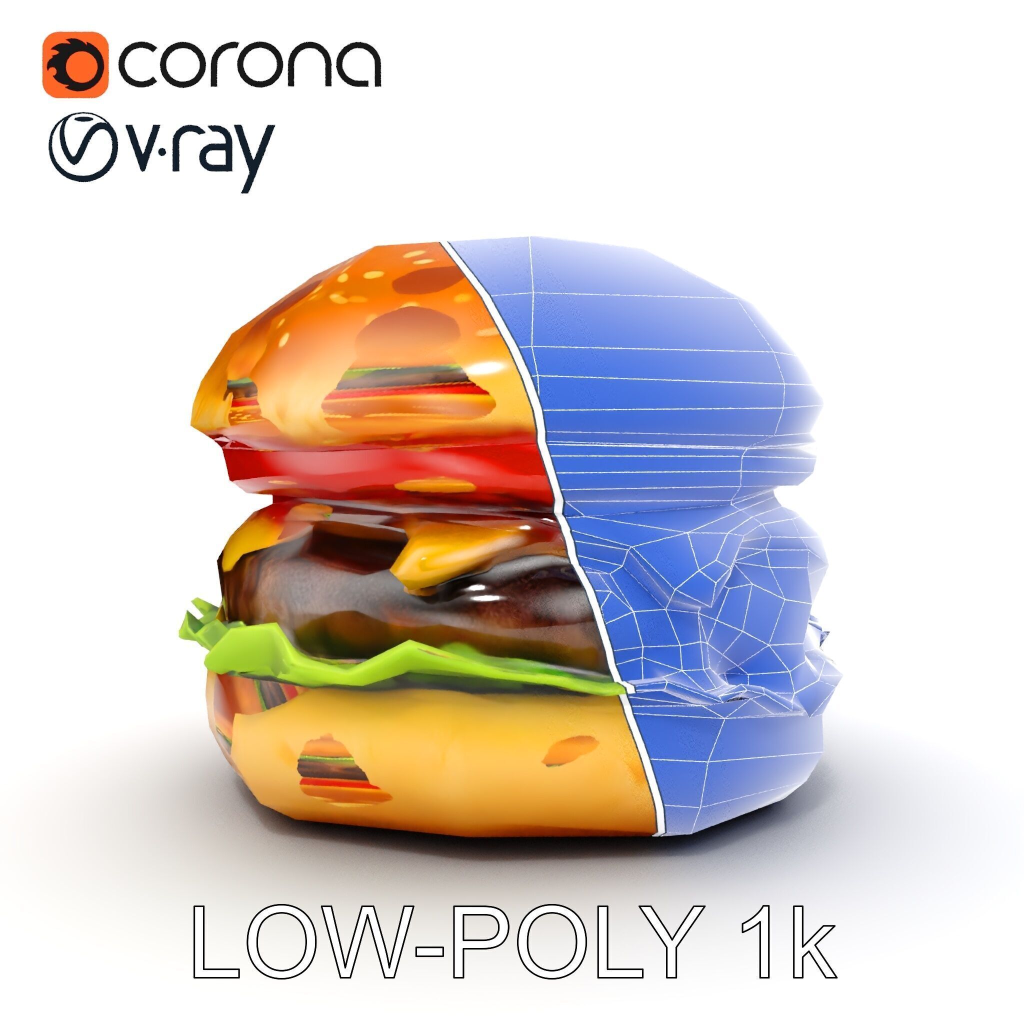 Deluxe Cheeseburger Model Pack for Rendering and Games Low-poly 3D model_23