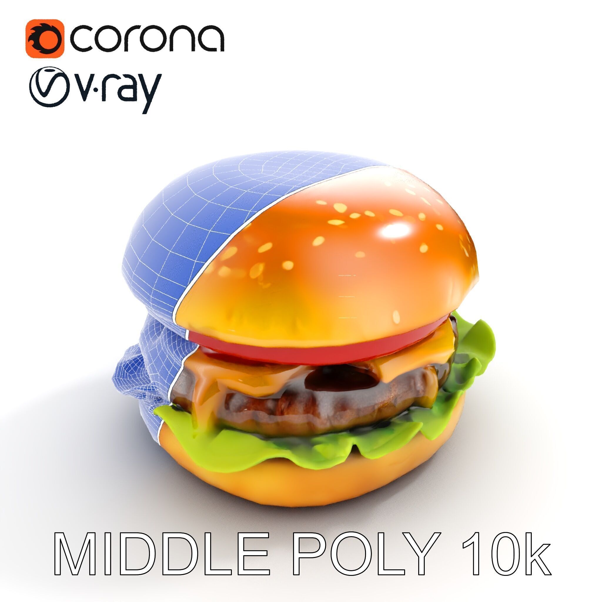 Deluxe Cheeseburger Model Pack for Rendering and Games Low-poly 3D model_13