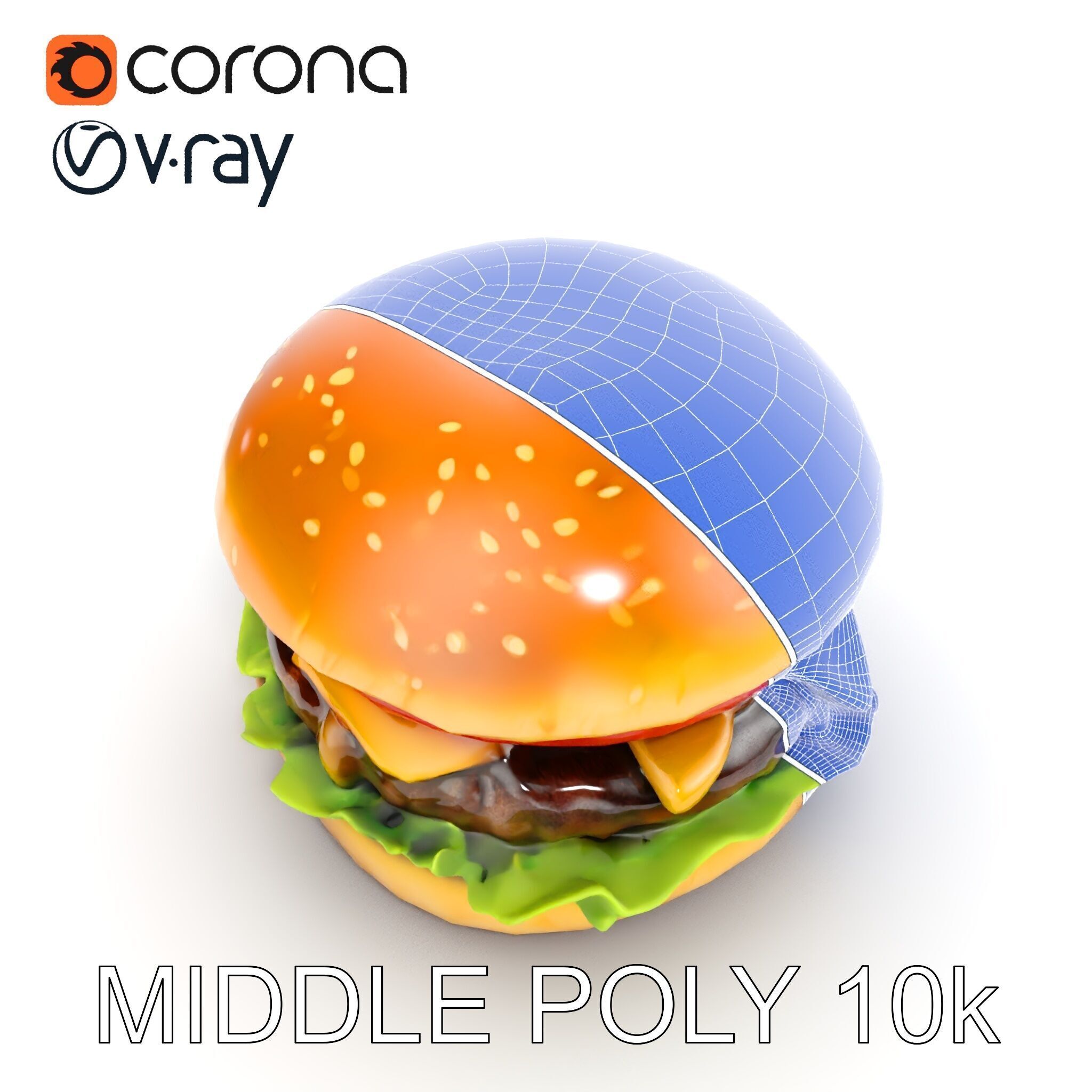 Deluxe Cheeseburger Model Pack for Rendering and Games Low-poly 3D model_30