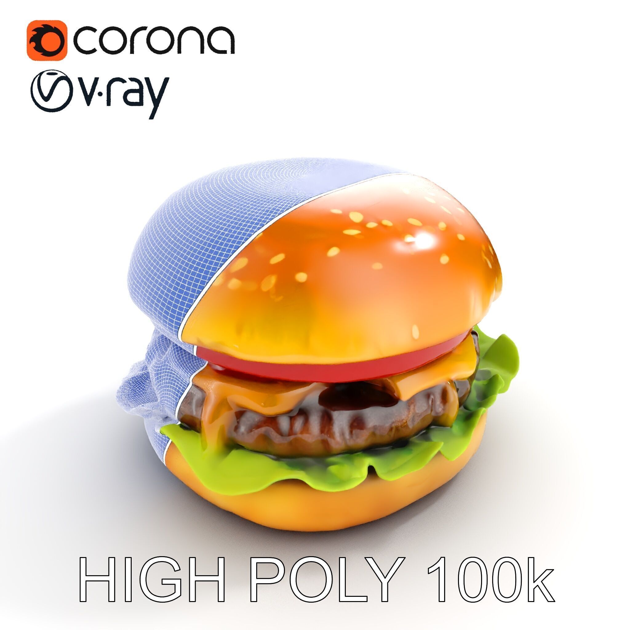 Deluxe Cheeseburger Model Pack for Rendering and Games Low-poly 3D model_21