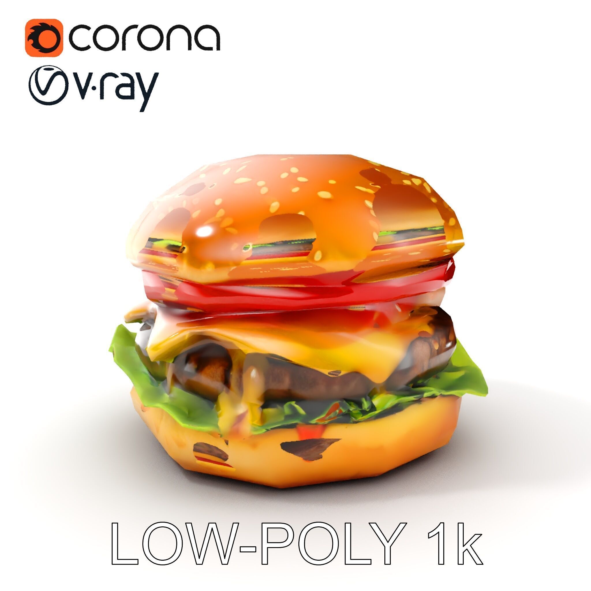 Deluxe Cheeseburger Model Pack for Rendering and Games Low-poly 3D model_14