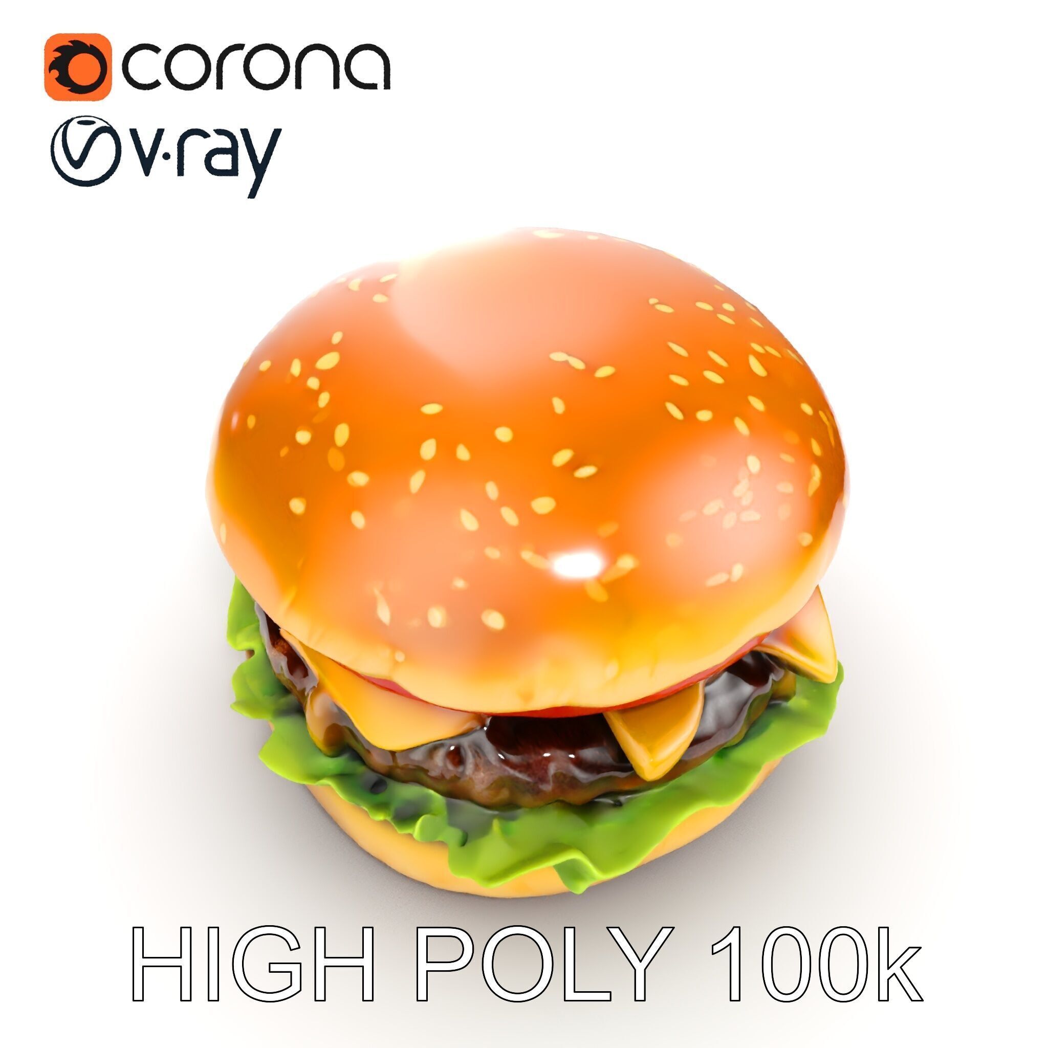 Deluxe Cheeseburger Model Pack for Rendering and Games Low-poly 3D model_12