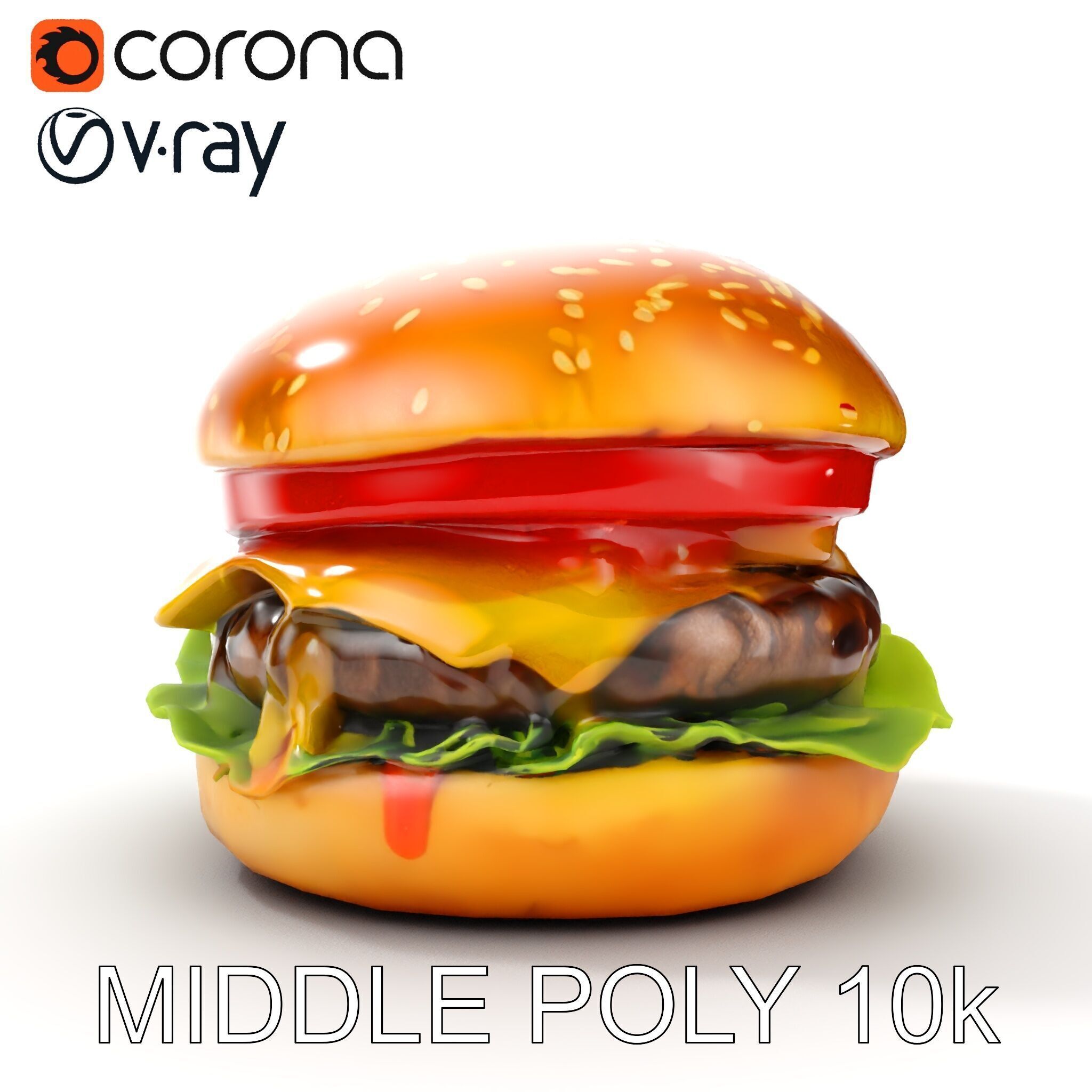 Deluxe Cheeseburger Model Pack for Rendering and Games Low-poly 3D model_19
