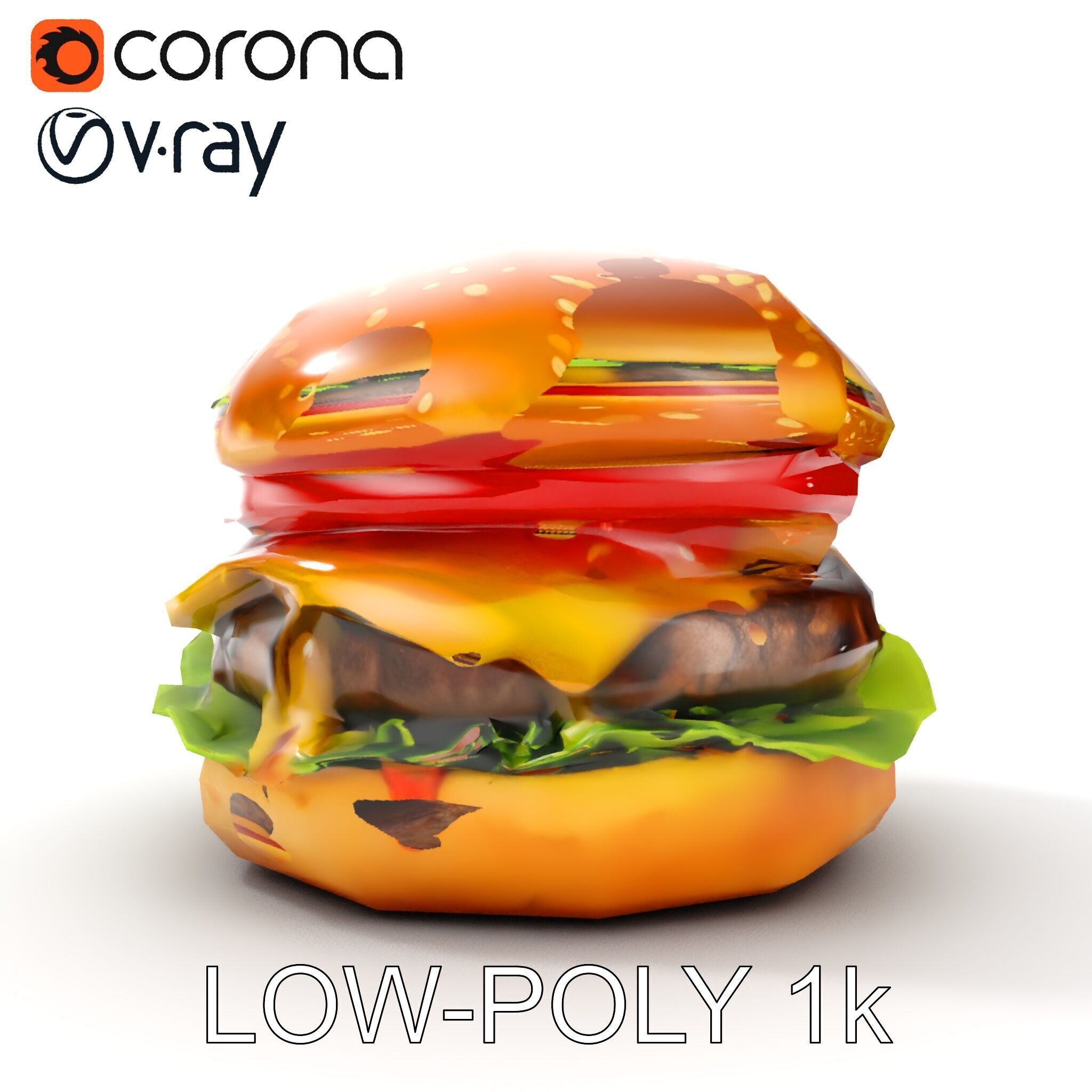 Deluxe Cheeseburger Model Pack for Rendering and Games Low-poly 3D model_9