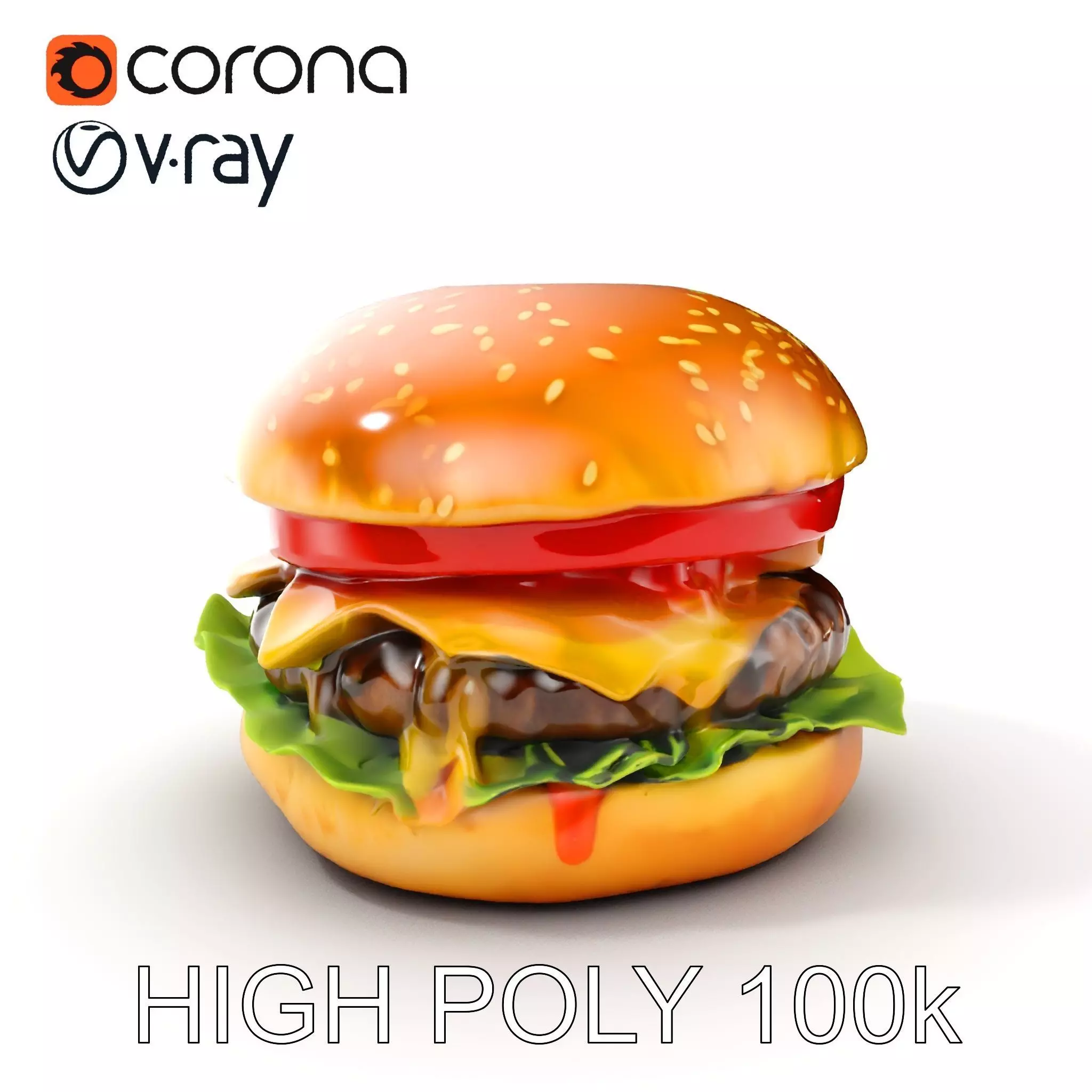 Deluxe Cheeseburger Model Pack for Rendering and Games Low-poly 3D model_0