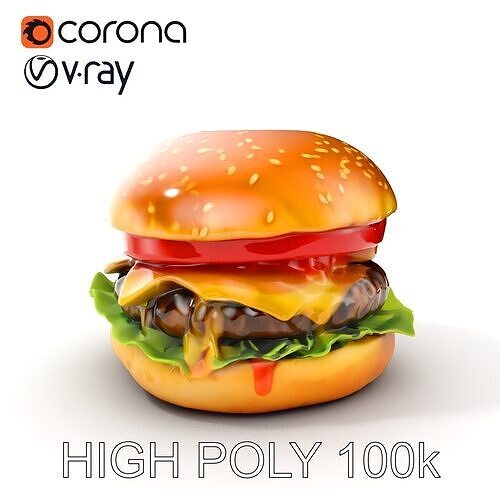 Deluxe Cheeseburger Model Pack for Rendering and Games Low-poly 3D model