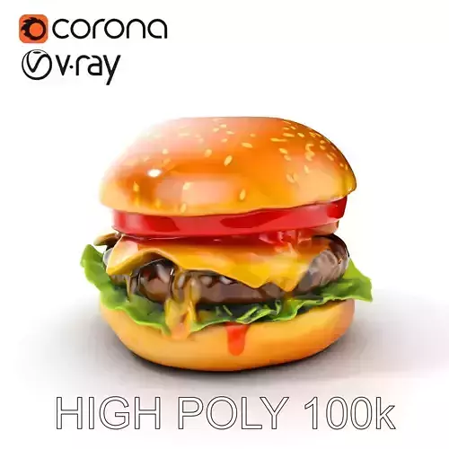 Deluxe Cheeseburger Model Pack for Rendering and Games Low-poly 3D model