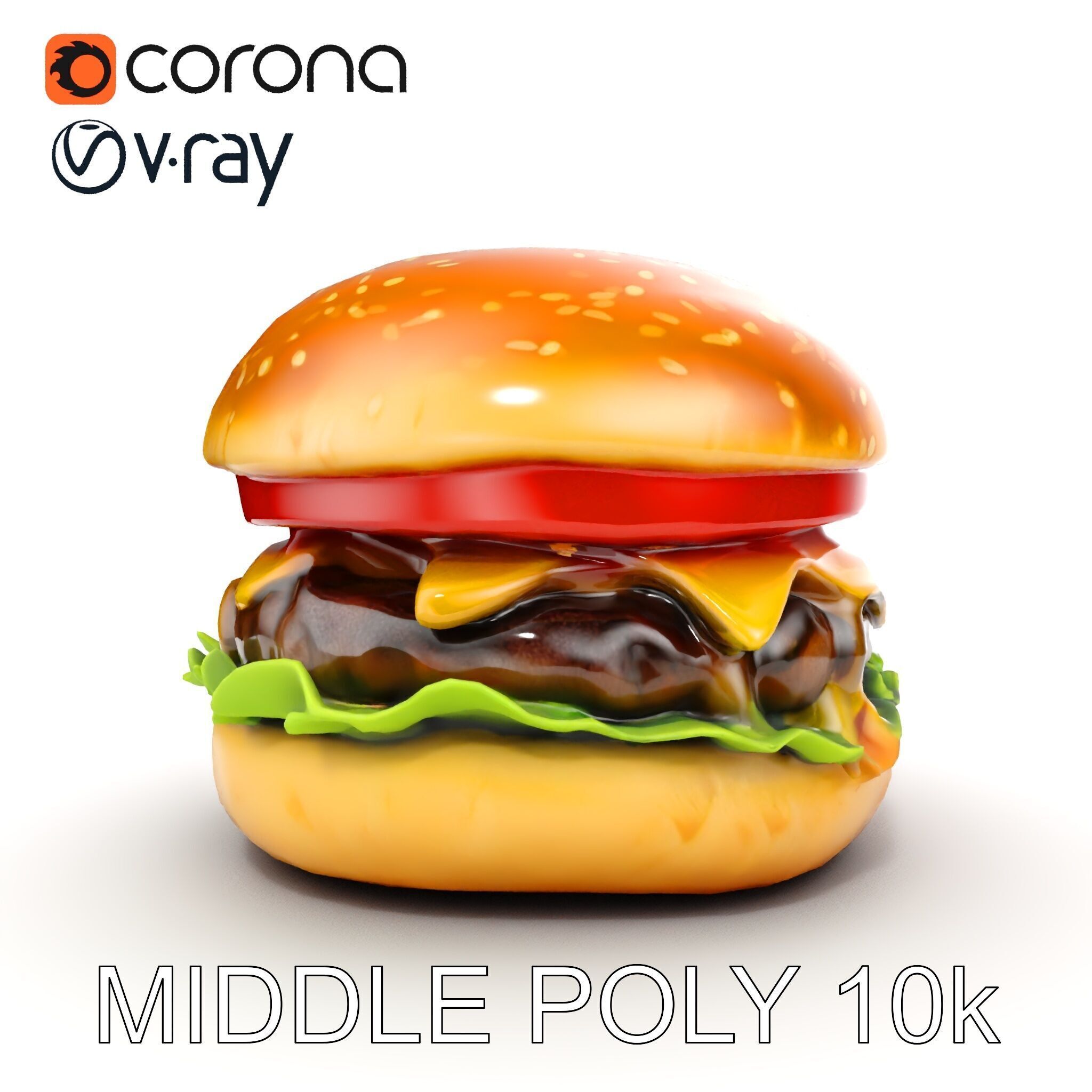 Deluxe Cheeseburger Model Pack for Rendering and Games Low-poly 3D model_25