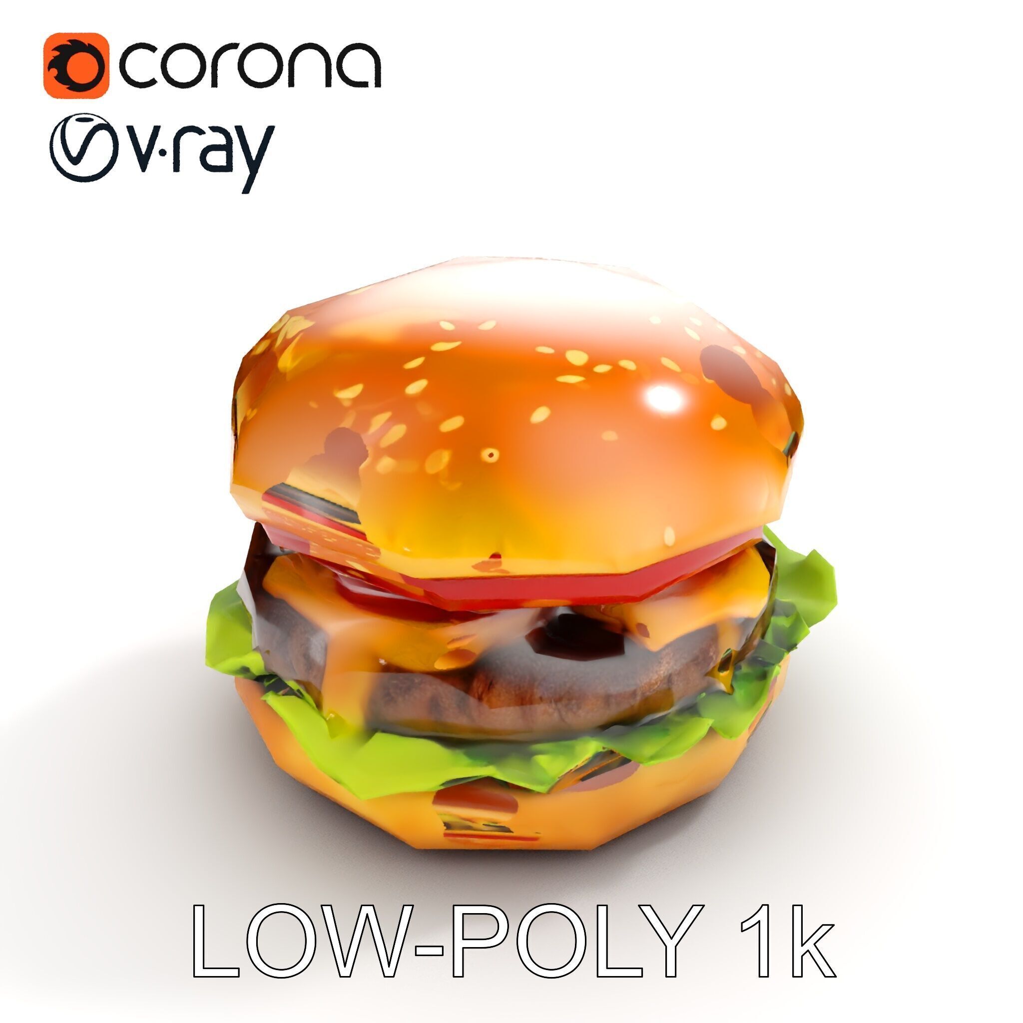 Deluxe Cheeseburger Model Pack for Rendering and Games Low-poly 3D model_7
