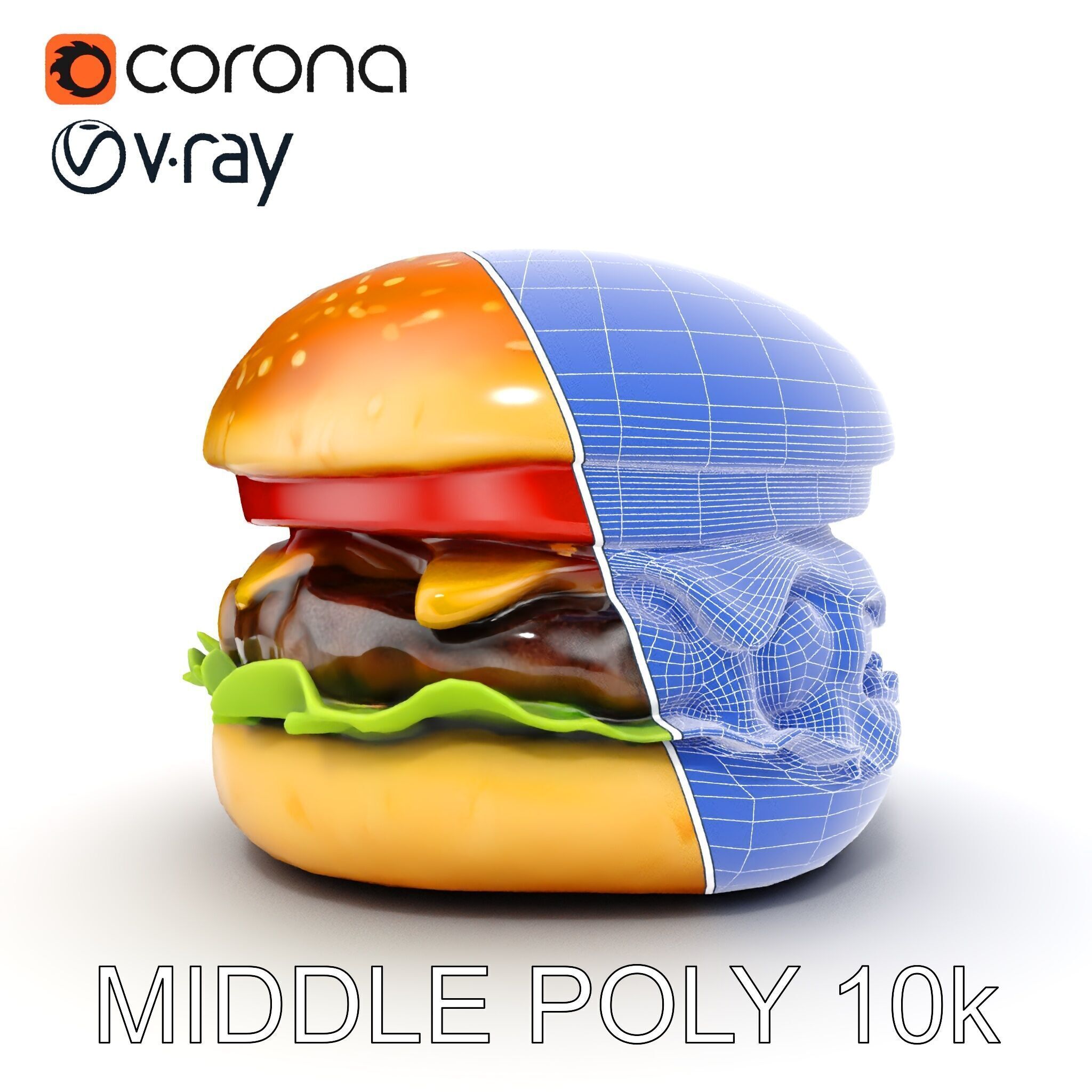 Deluxe Cheeseburger Model Pack for Rendering and Games Low-poly 3D model_16