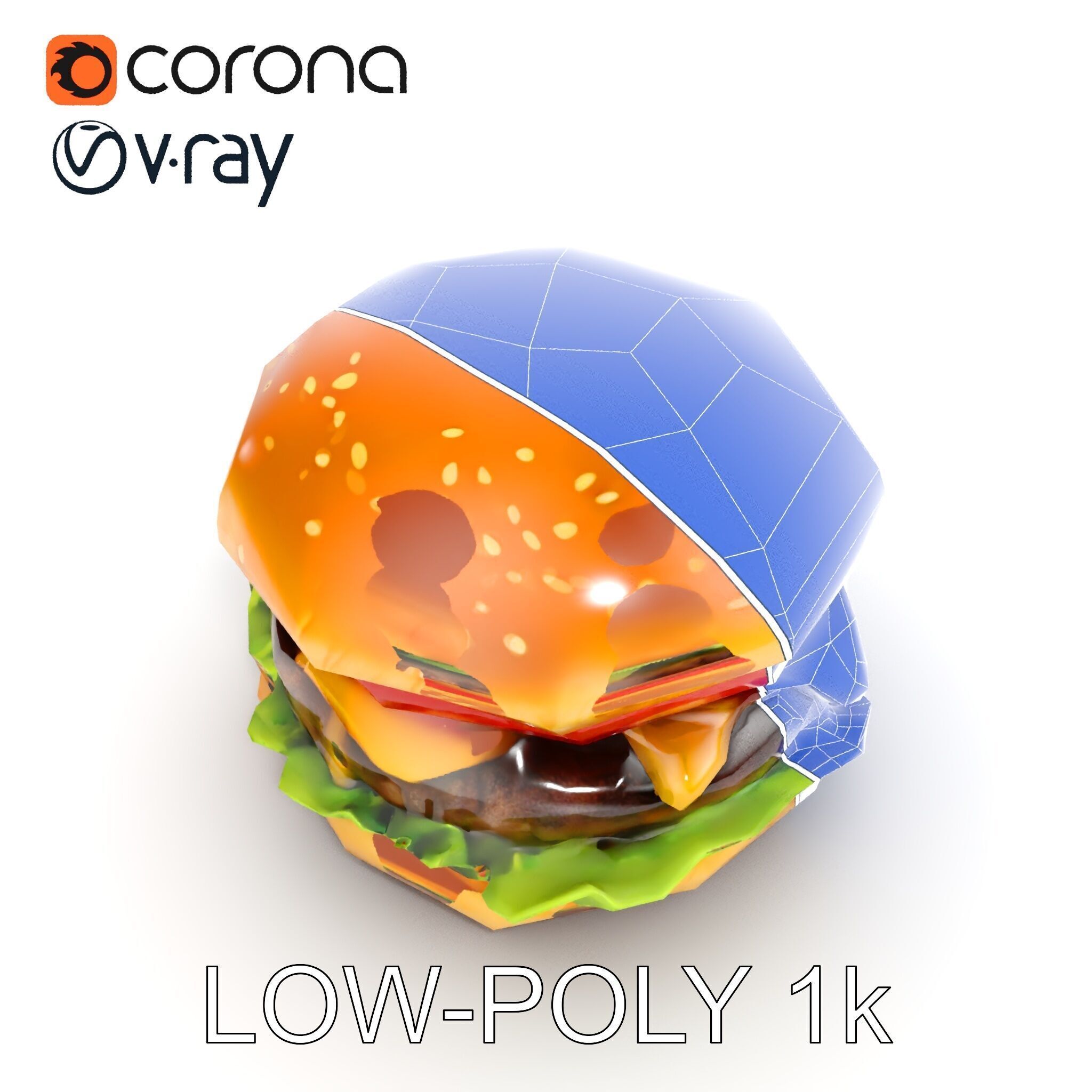 Deluxe Cheeseburger Model Pack for Rendering and Games Low-poly 3D model_31