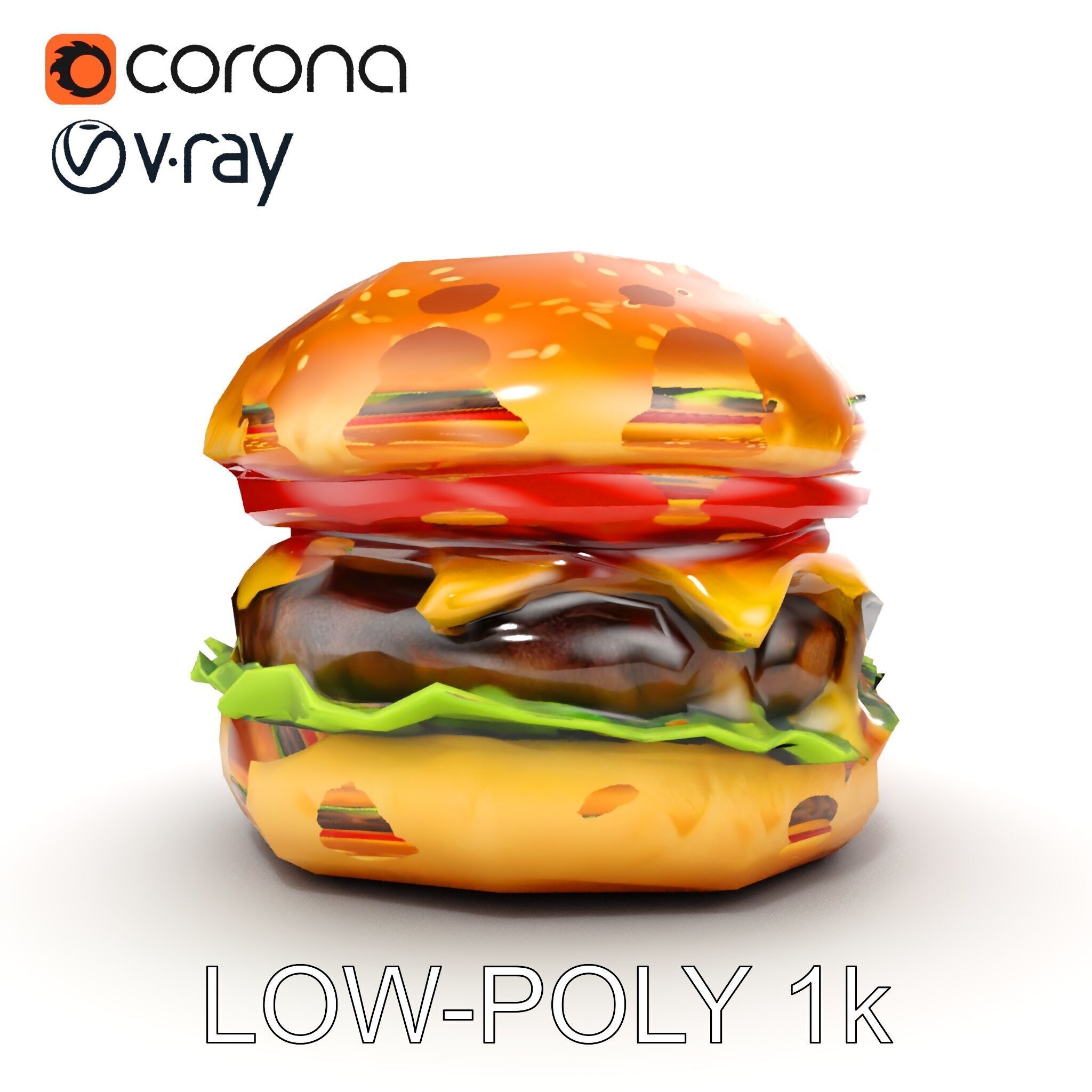 Deluxe Cheeseburger Model Pack for Rendering and Games Low-poly 3D model_20